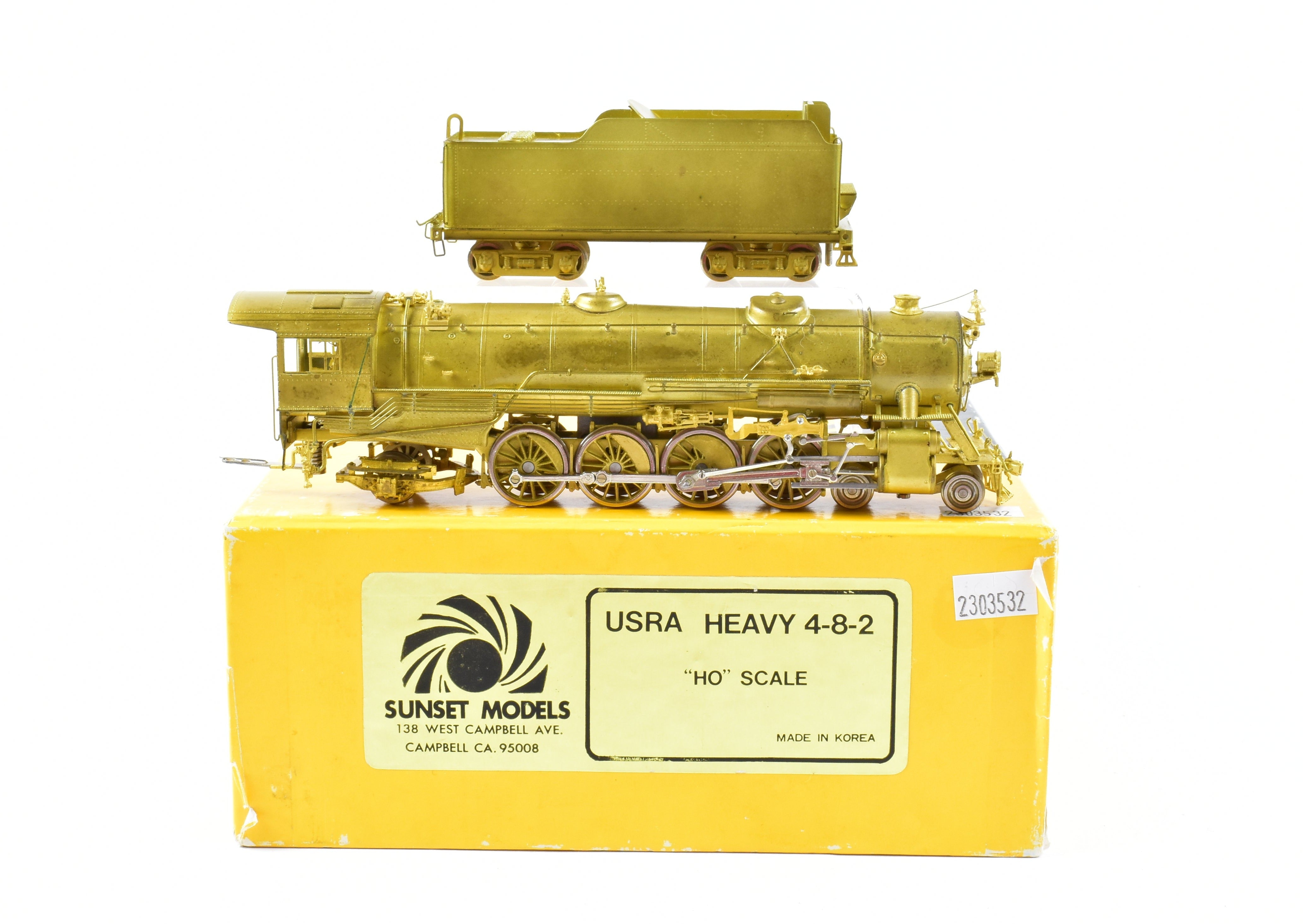 HO Scale Brass Model of Sunset Models' USRA (United States Railway Administration) Heavy 4 - 8 - 2 Mountain Locomotive