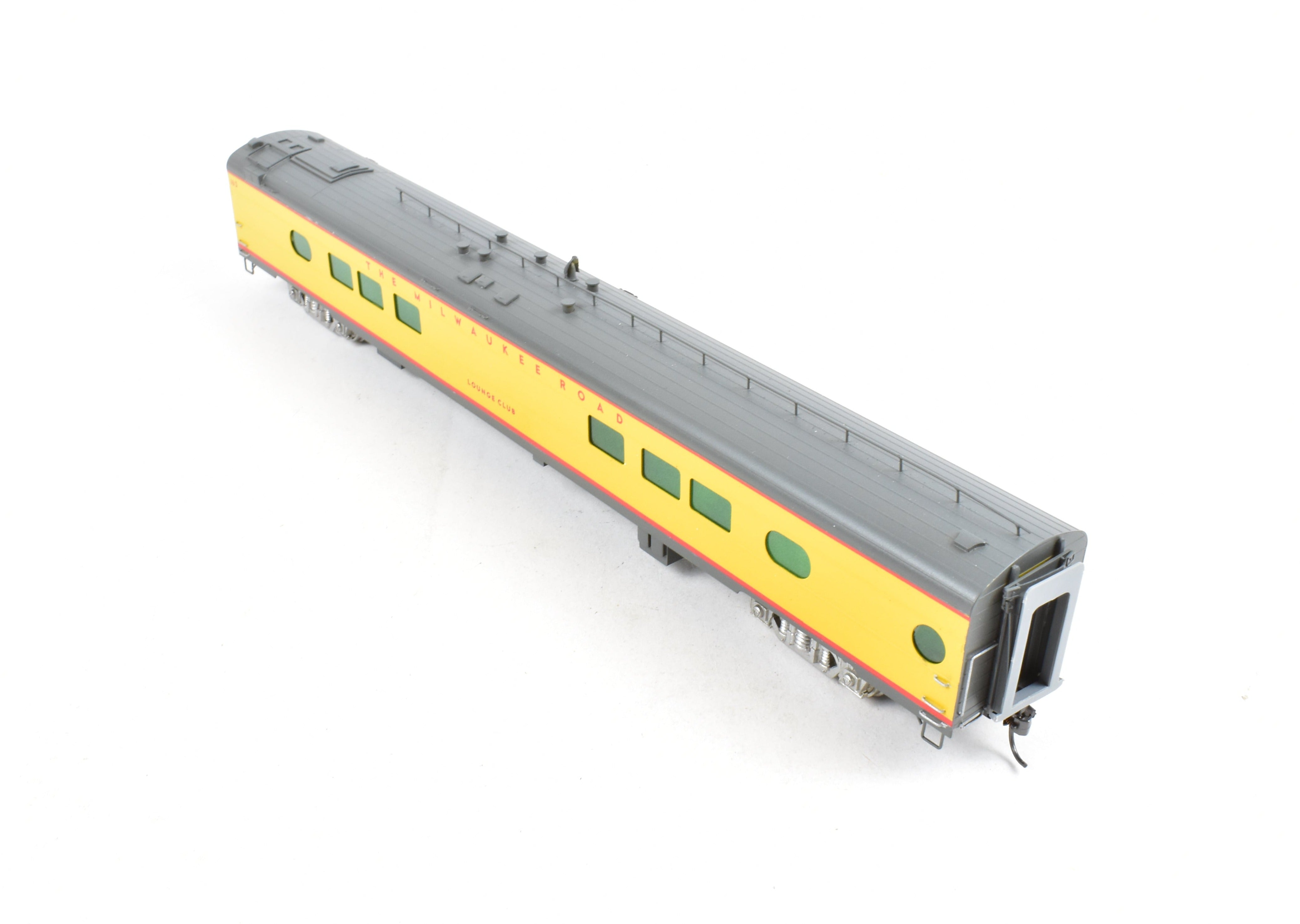 HO Scale Brass Soho Milwaukee Road #162 Tap - Lounge Model, Custom Painted in Union Pacific (UP) Streamliner Colors, Representing 1955 Milwaukee Passenger Style