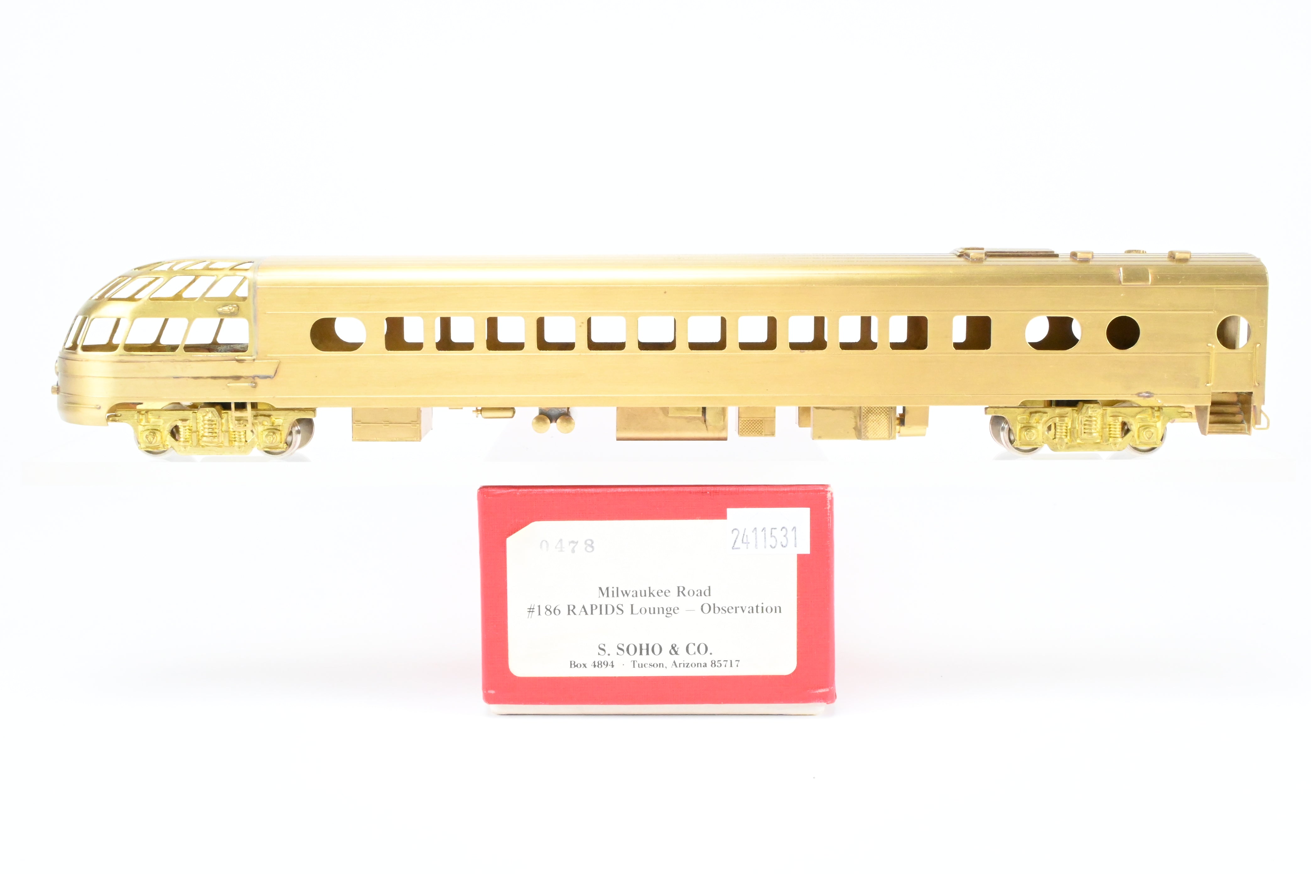 HO Scale Brass Soho Milwaukee Road #186 Rapids Sky Top Lounge Observation Model Train