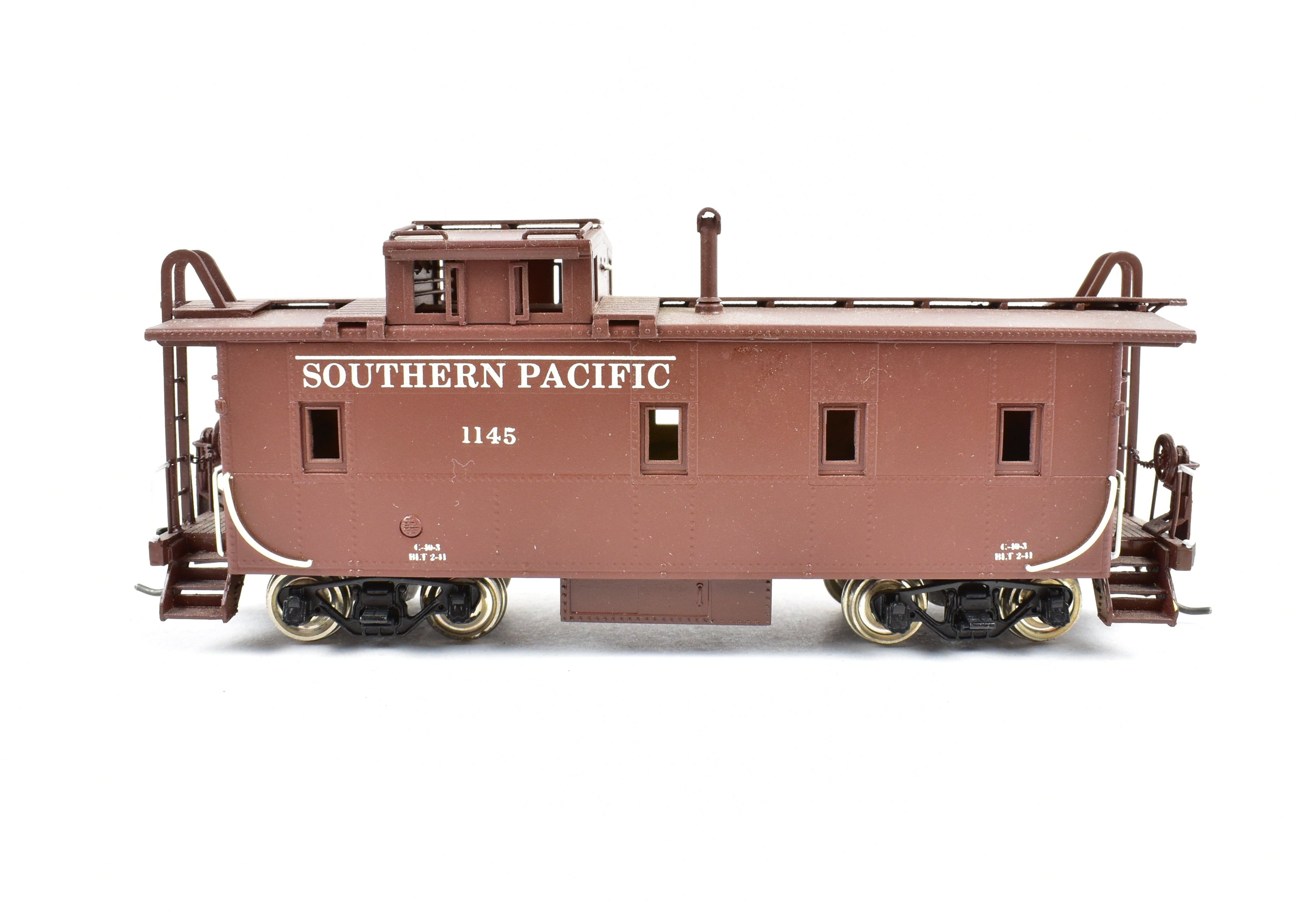 HO Scale Brass Pacific Fast Mail (PFM) SKI SP Southern Pacific Steam Era C - 40 - 3 Steel Caboose, Factory Painted with Road Number 1145