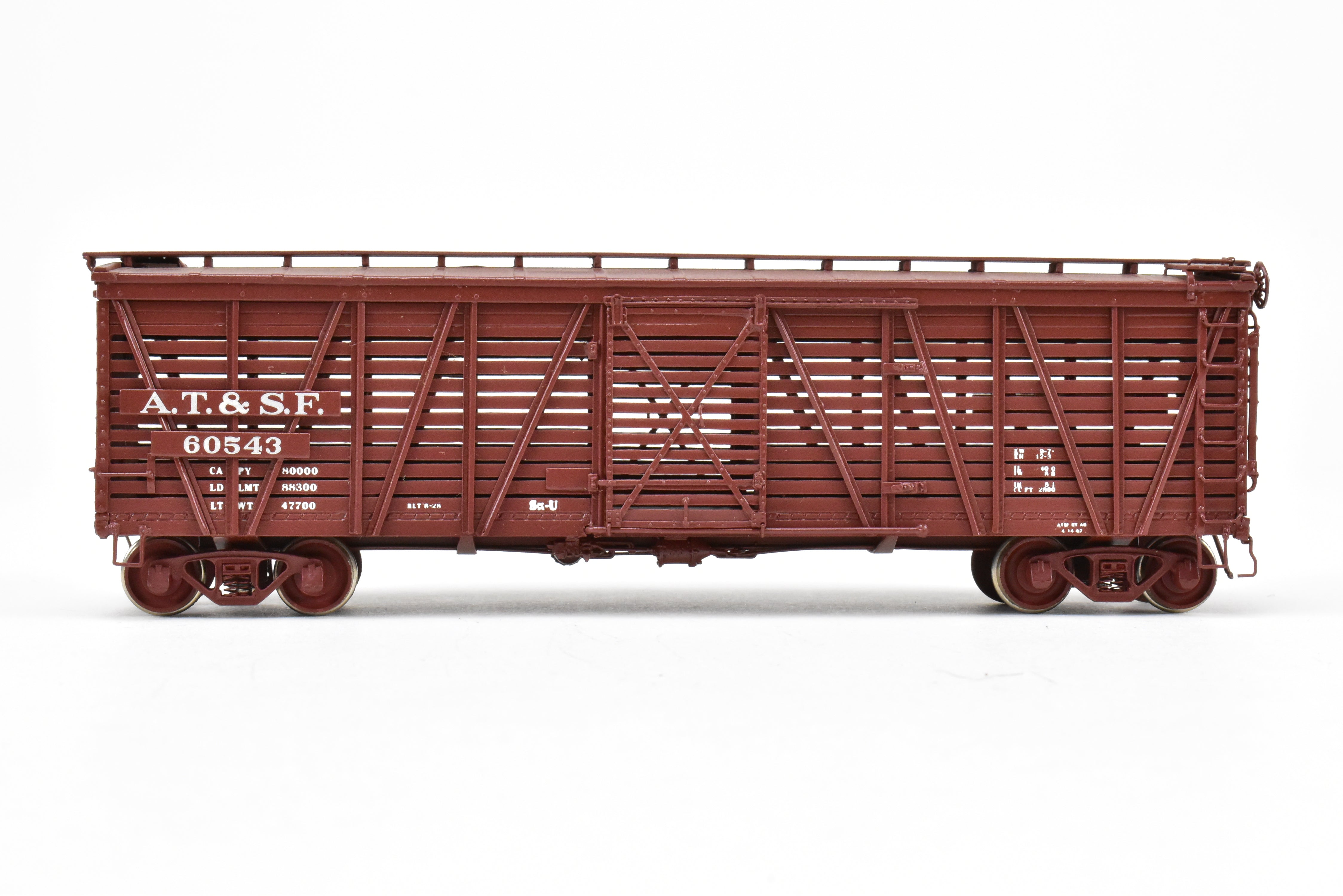High - Quality HO Scale Brass Santa Fe SK - U Stock Car Model No. 60543 by Pecos River Brass for ATSF