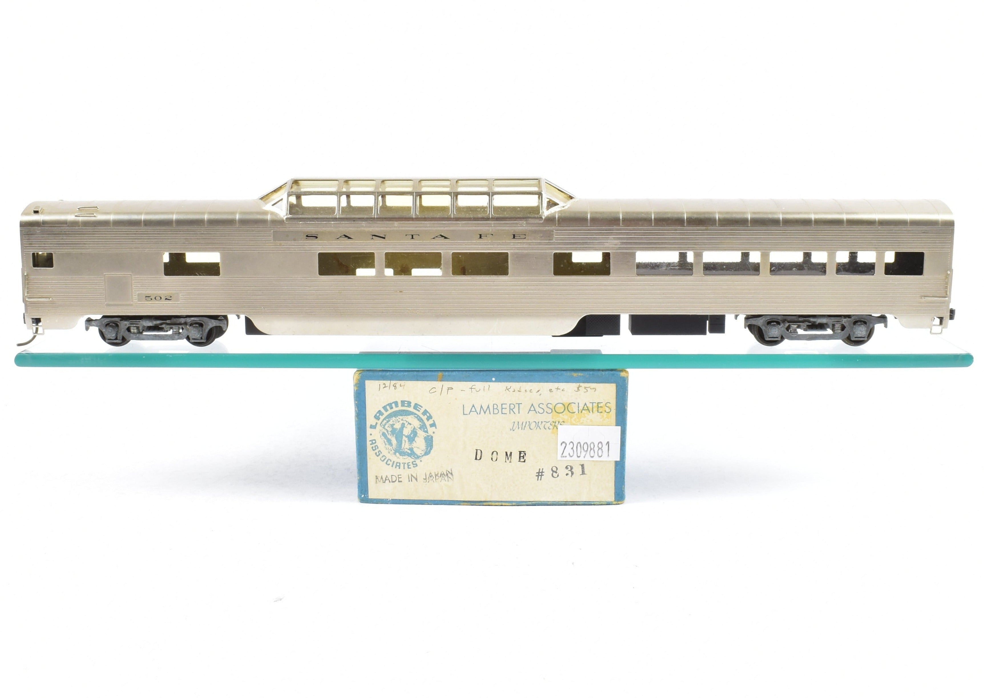 HO Scale Brass Lambert ATSF - Santa Fe Pullman Standard Dome Lettered Model Train Car
