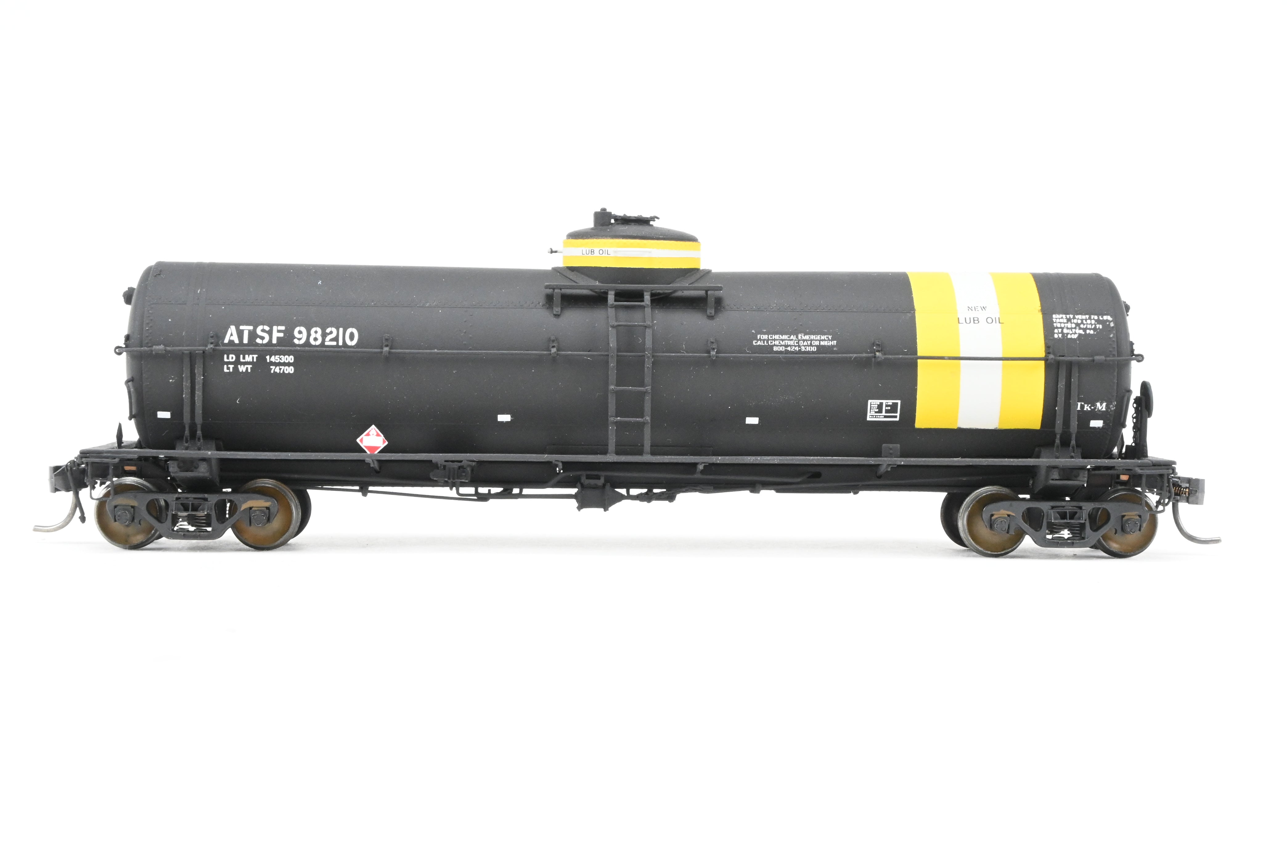 High - Quality HO Scale Brass Pecos River Brass ATSF - Santa Fe Tk - M Tank Car with CP Number 98210