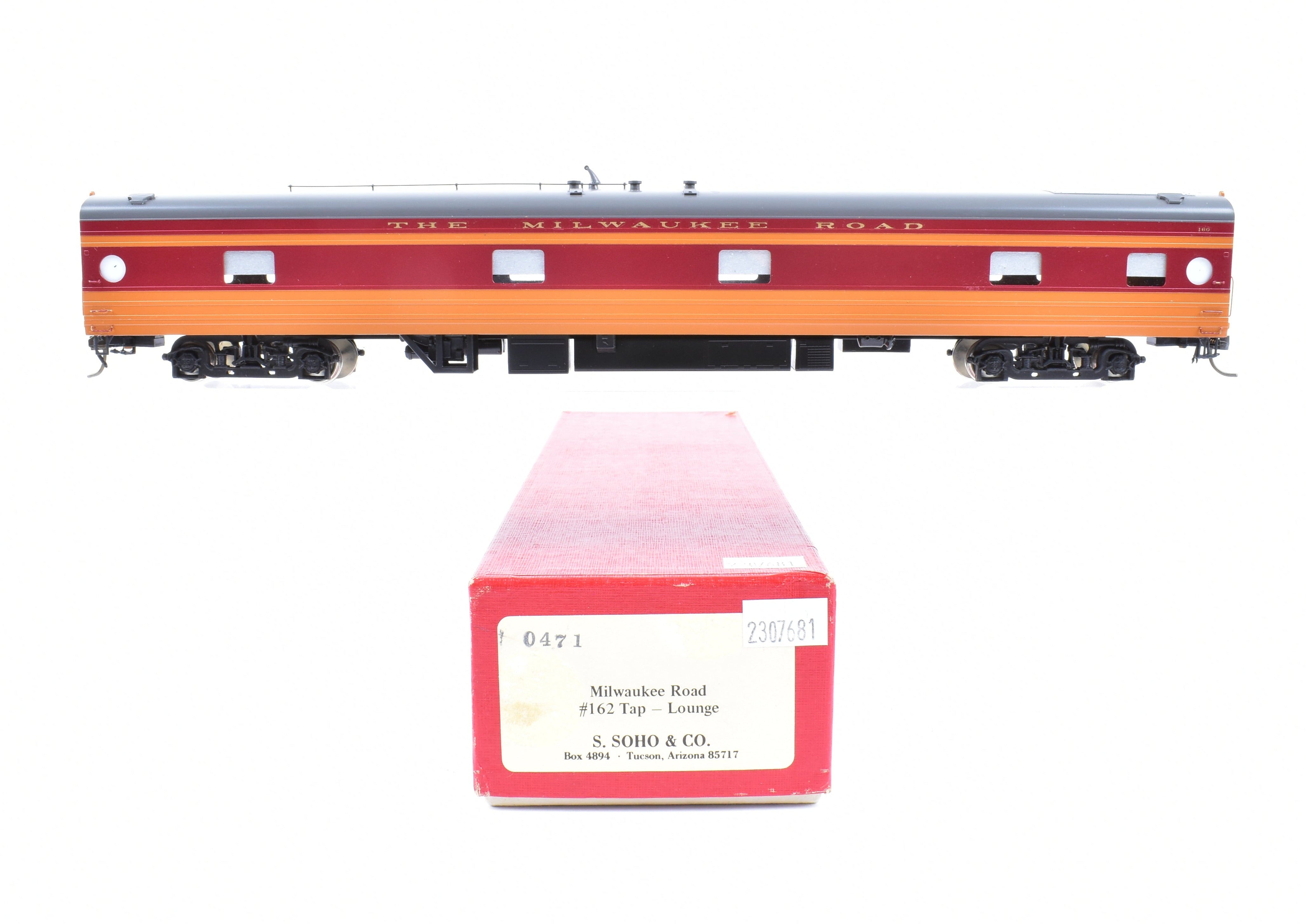 HO Scale Brass Soho Milwaukee Road #162 Custom Painted Tap - Lounge Model for Railroad Enthusiasts
