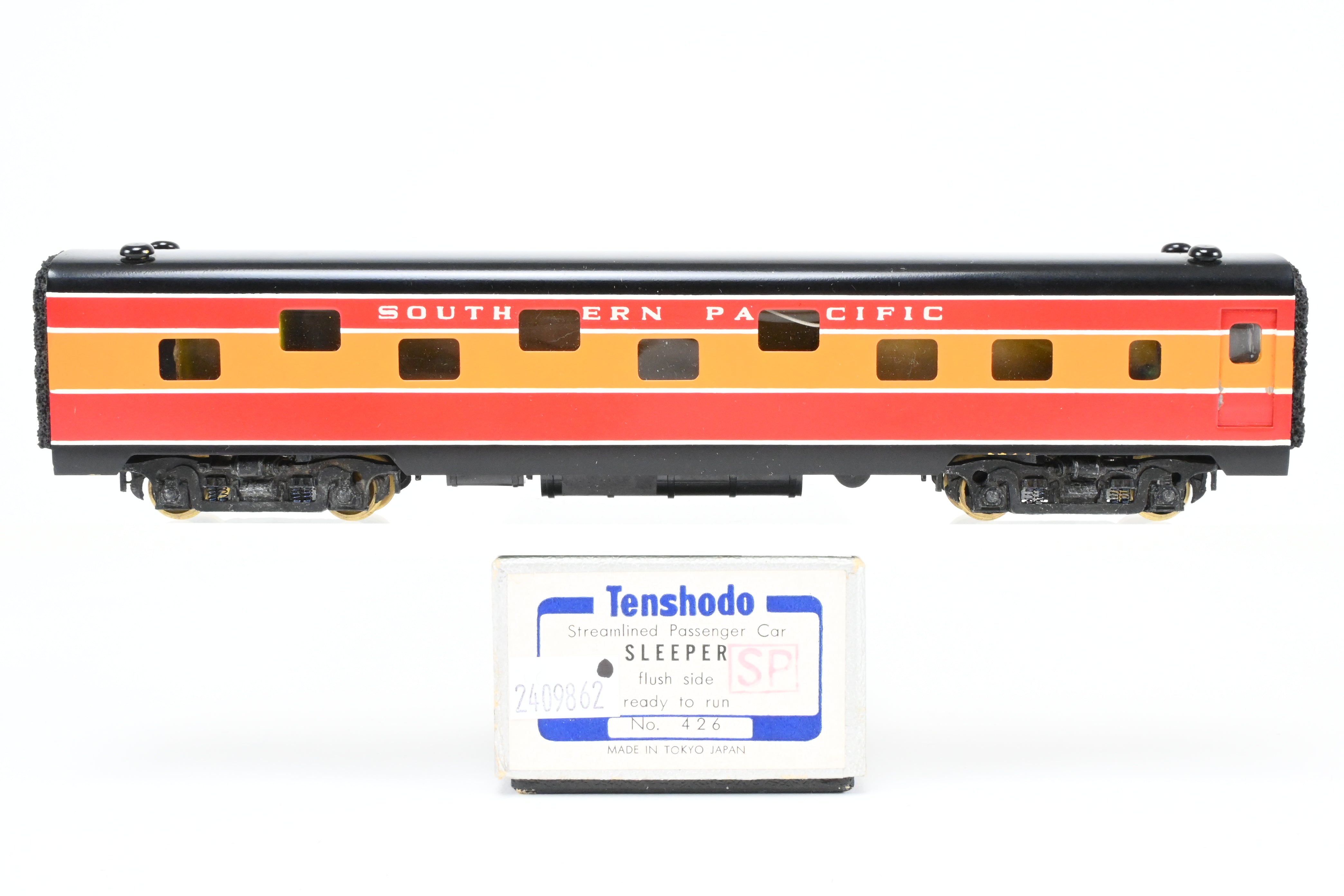 HO Scale Brass Passenger Car Model - Tenshodo SP Southern Pacific Sleeper Flush Side Factory - Painted Daylight Design