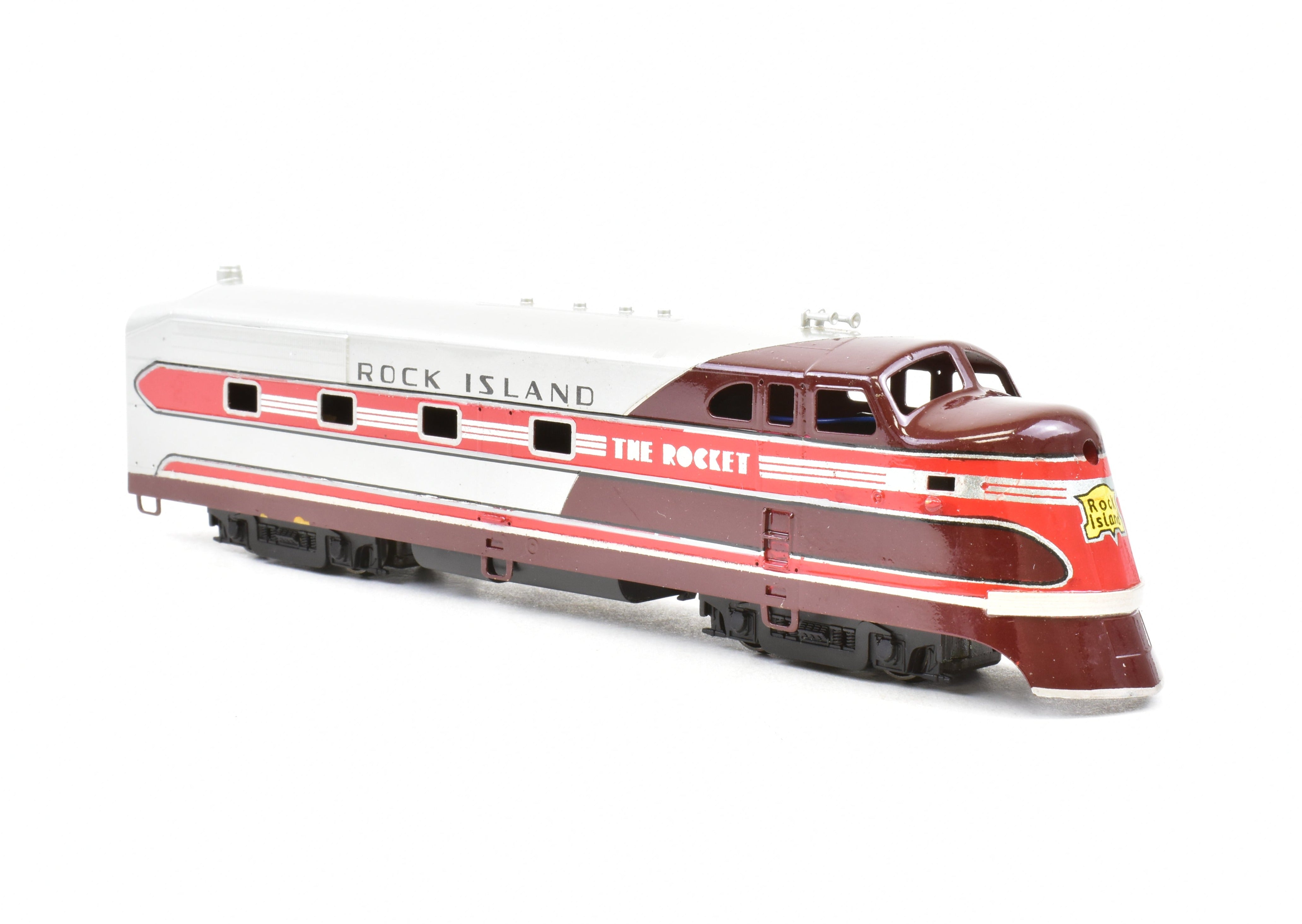 HO Scale Brass Nickel Plate Products CRI&P - Rock Island Rocket TA Locomotive and 4-Car Set with an Additional Factory-Painted Car