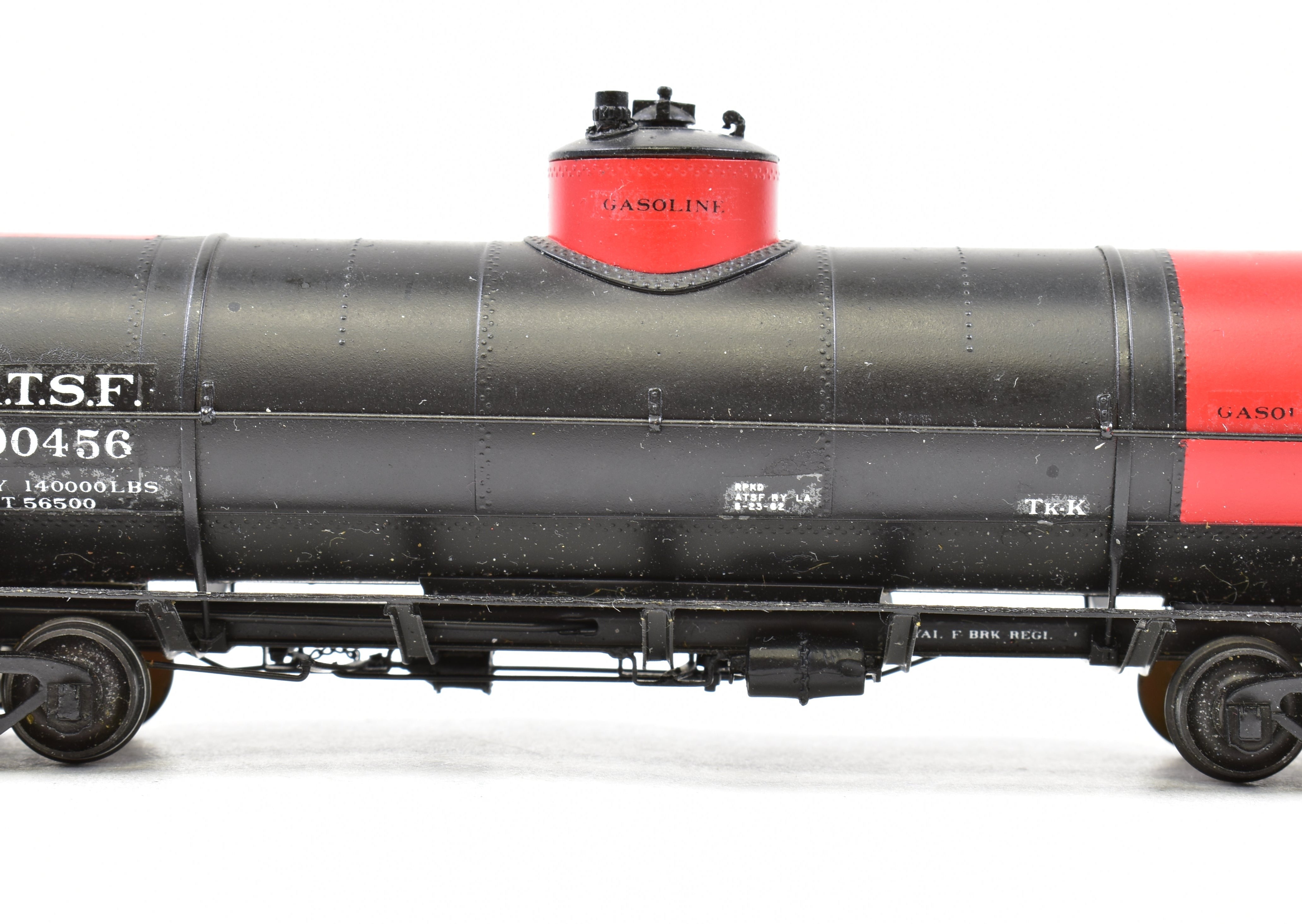 HO Scale Brass Model Pecos River Brass ATSF - Santa Fe Tk - k Tank Car with AB Brakes Featuring Custom Painted Design