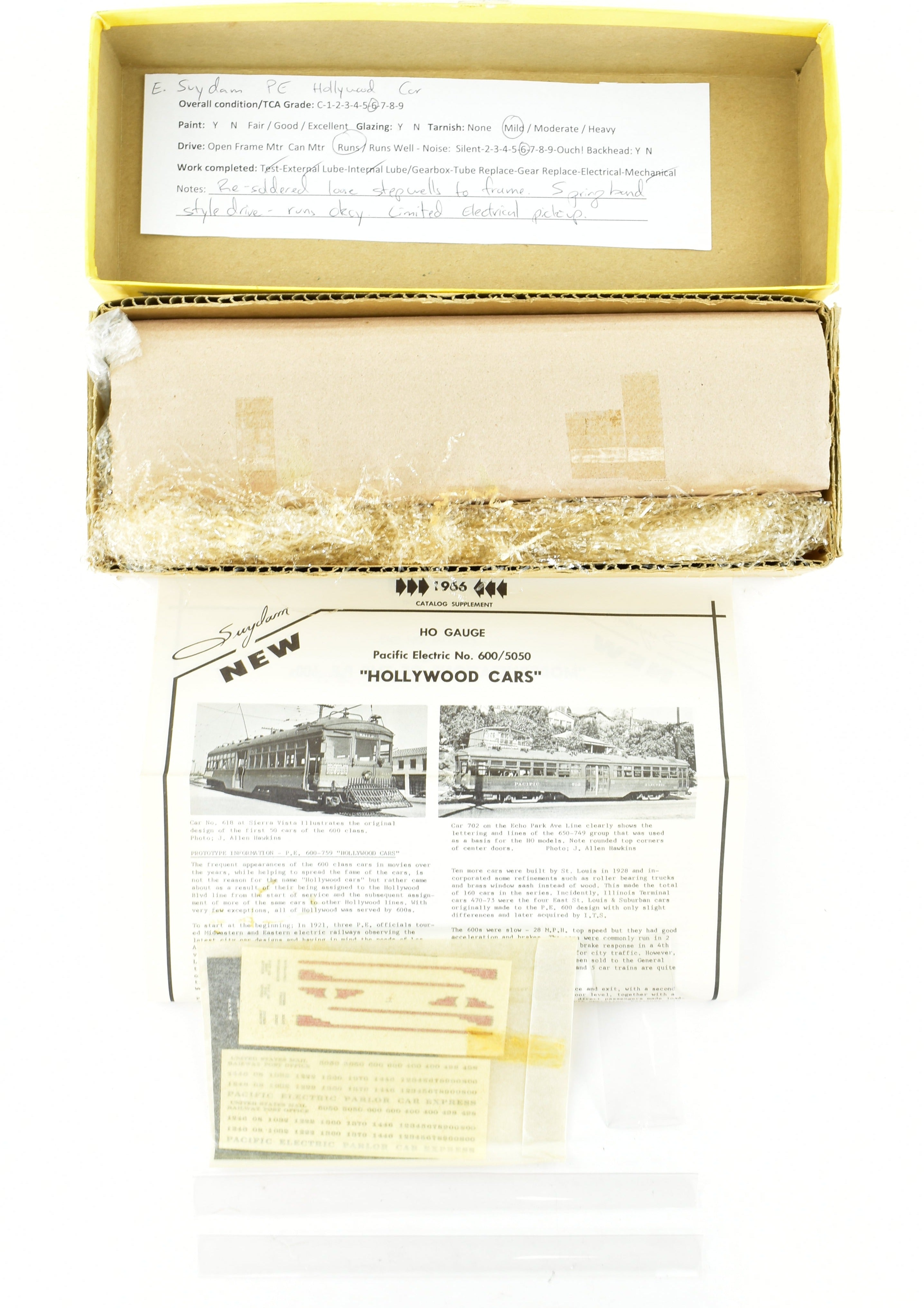 HO Scale Brass Suydam Pacific Electric Hollywood Car with Original Style Center Entrance - Authentic Model