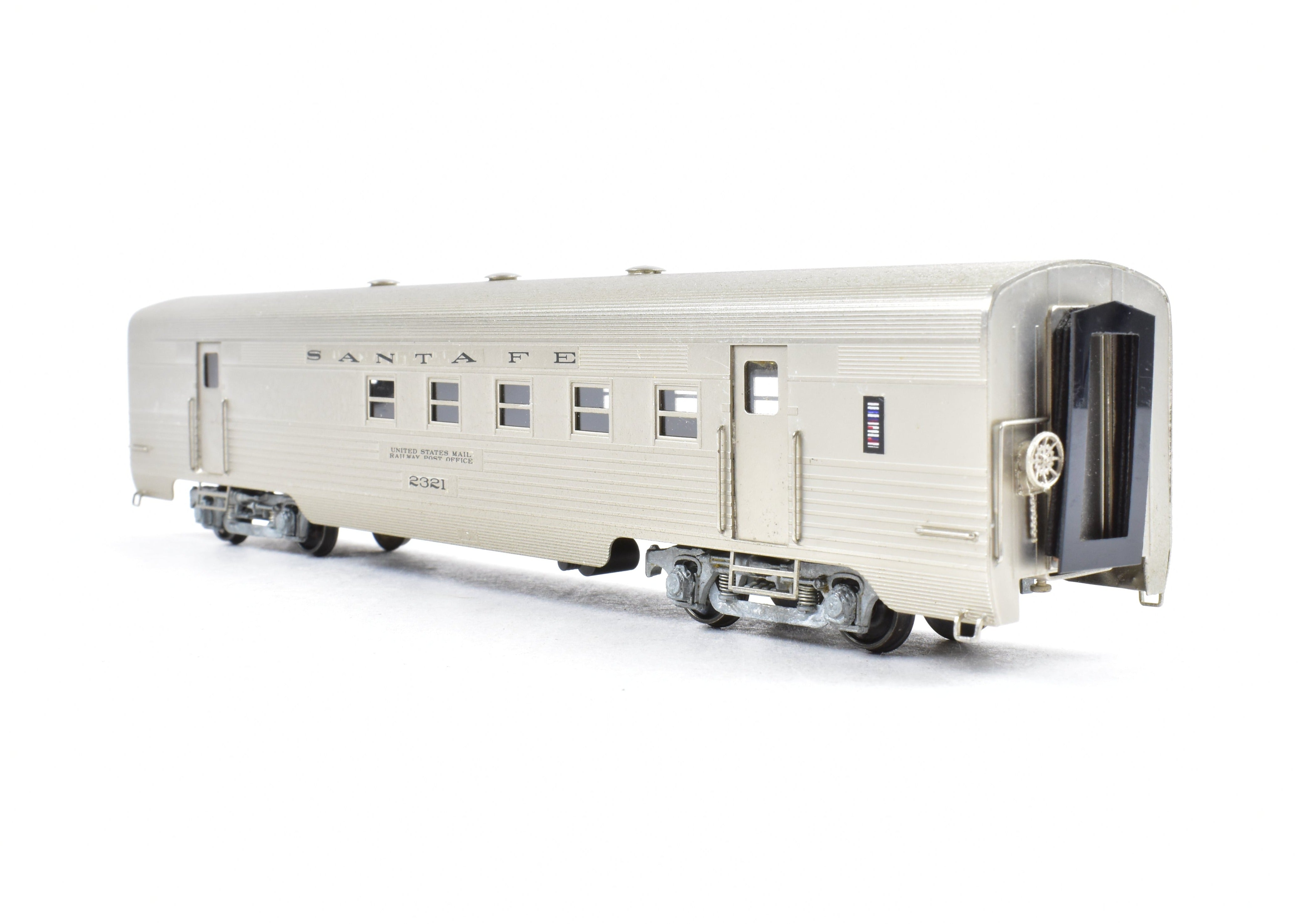 HO Brass Lambert ATSF - Santa Fe 60' Streamlined RPO Car w/ Central Valley Trucks