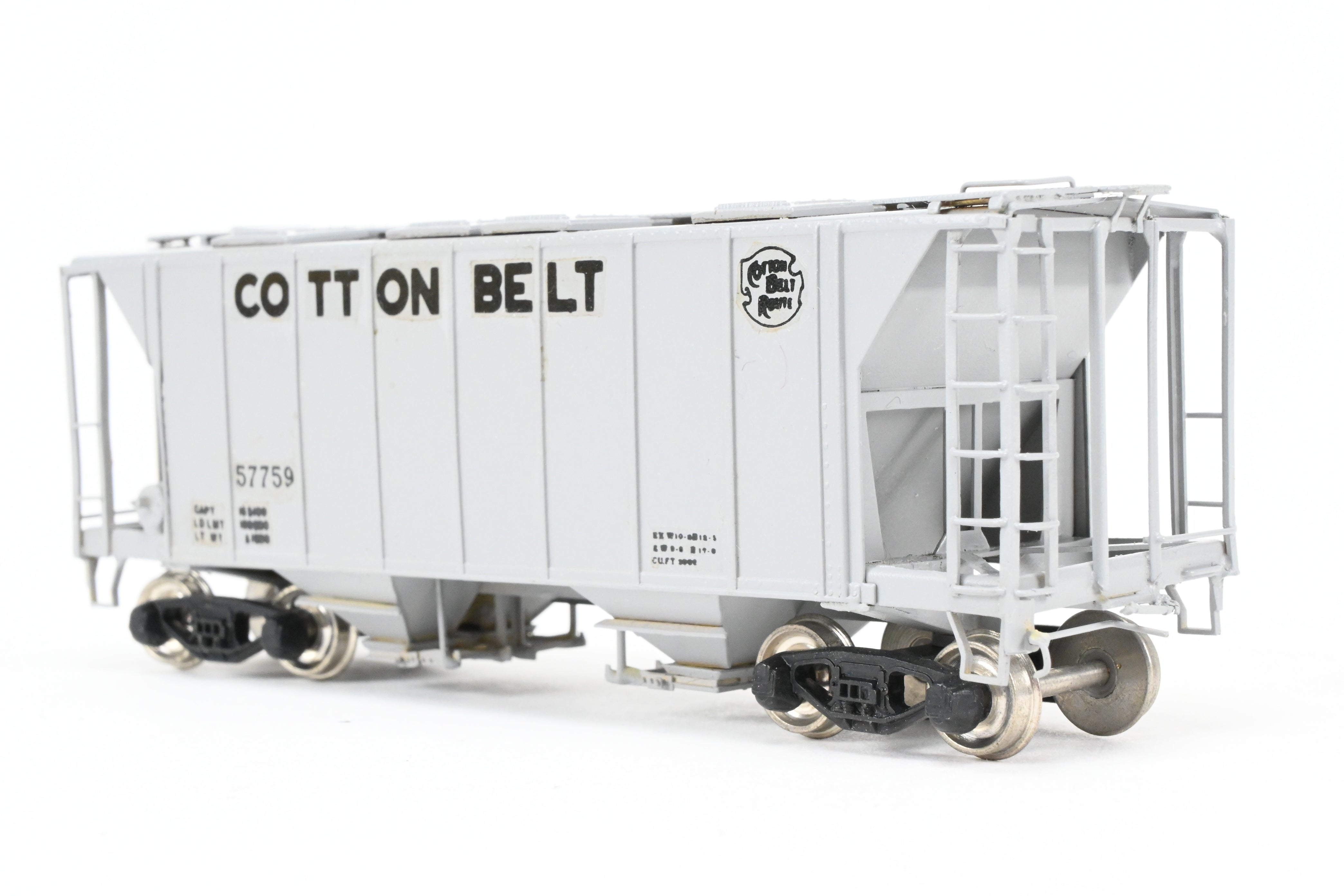 HO Brass Sunset/ACF Cotton Belt Grey Custom-Painted 70-Ton Covered Hopper #57759
