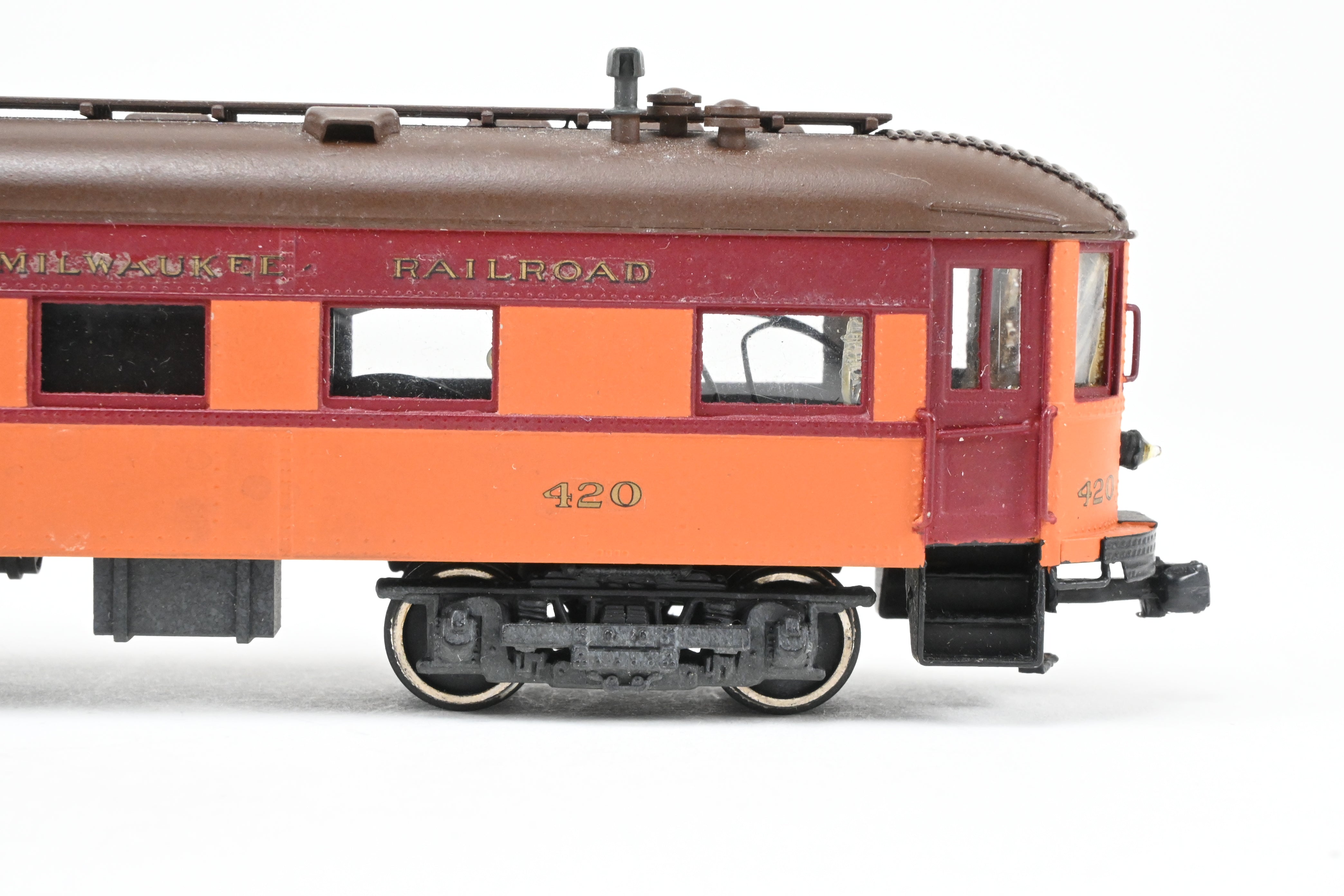HO Scale Brass Model Parlor Observation Trailer - Midwest Trolley Museum CNS&M - North Shore Line No. 420 with Functioning Marker Lamps