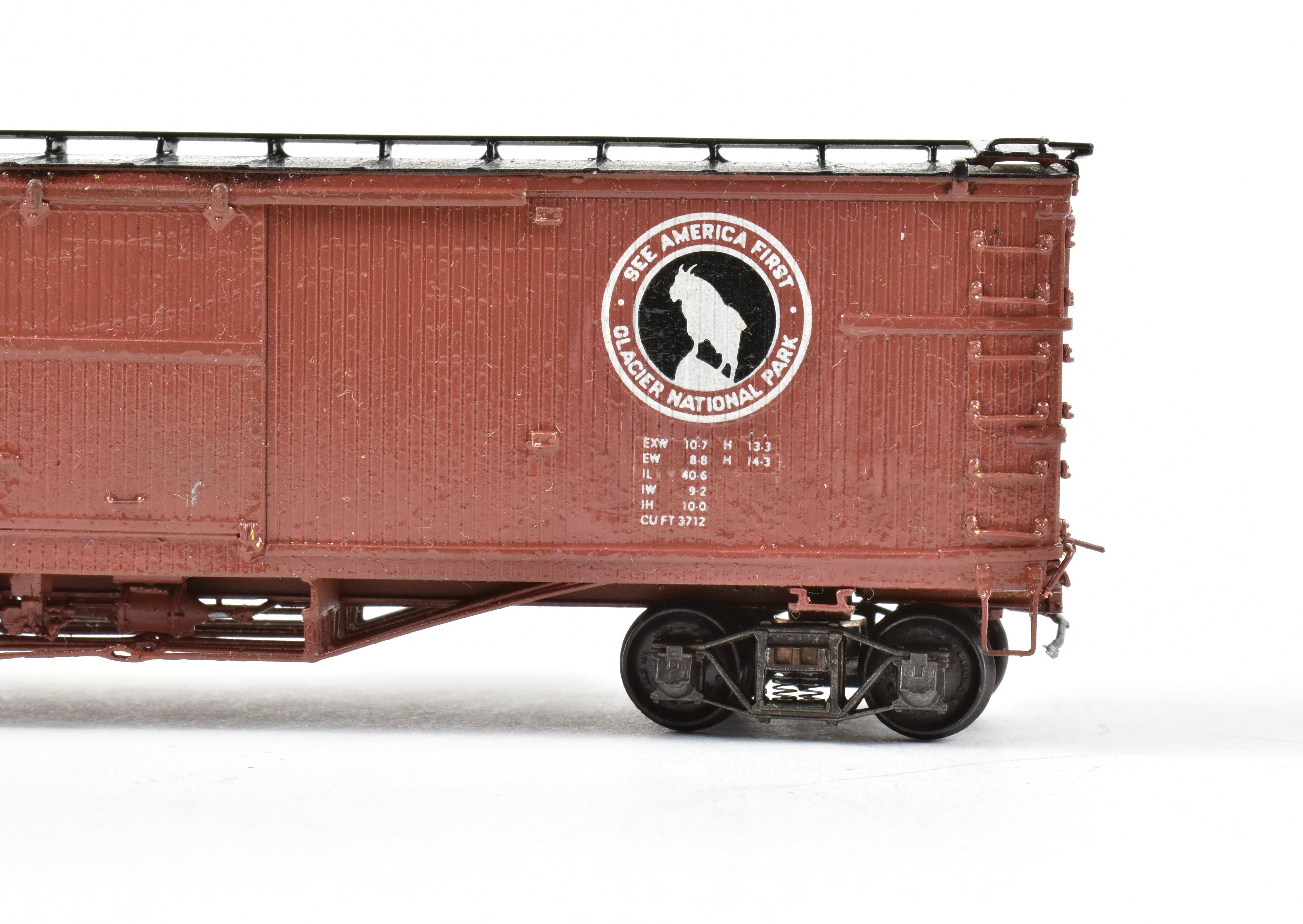 HO Scale Brass Nickel Plate Products (NPP) Great Northern (GN) 40-Foot Boxcar with AB Brake System, Custom Painted Model No. 7302