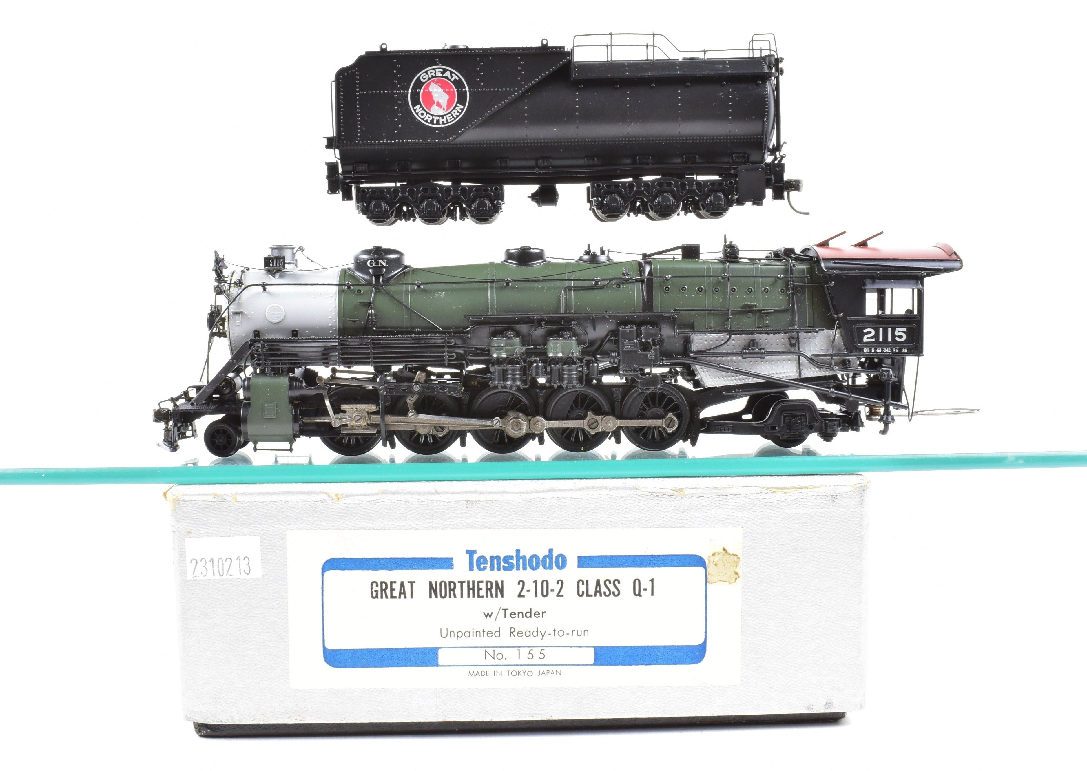High - Quality HO Scale Brass PFM - Tenshodo Great Northern Class Q - 1 2 - 10 - 2 Model Train with Custom - Painted Glacier Park Design