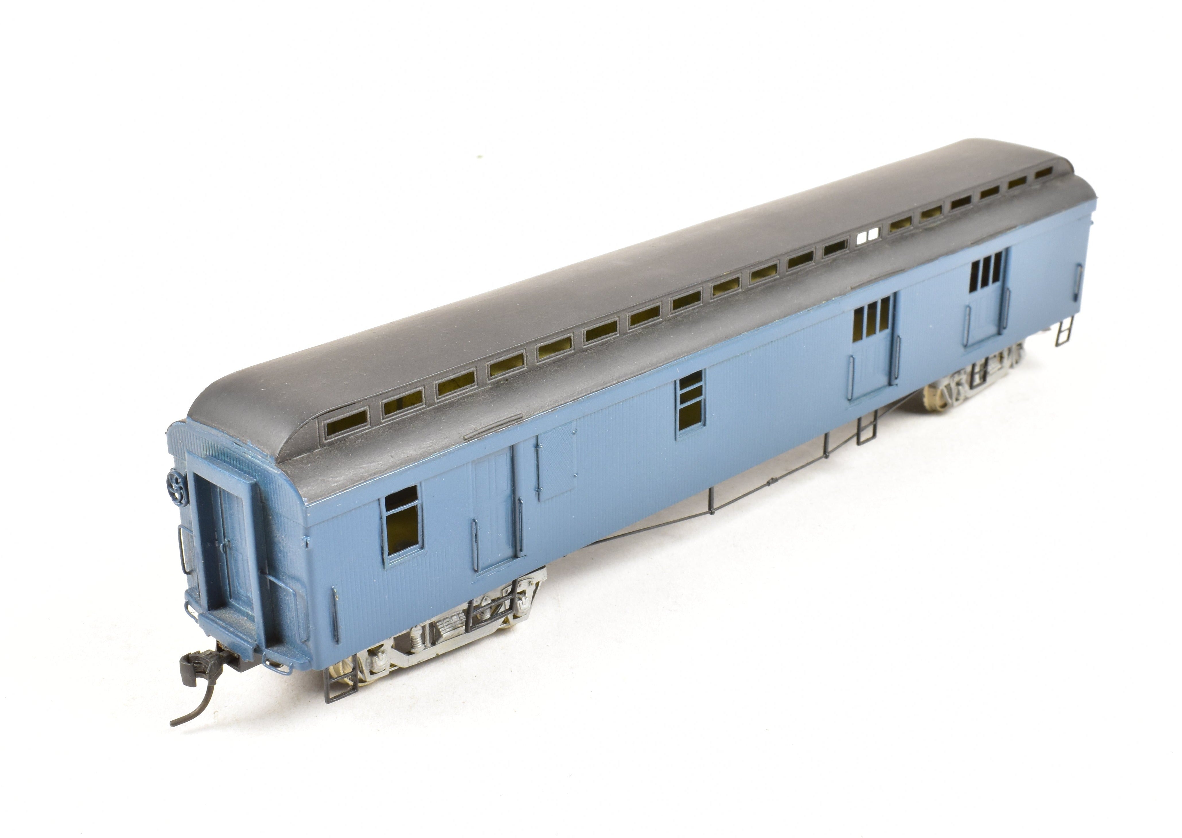 HO Scale Brass Nickel Plate Products (NPP) New York Ontario & Western (NYO&W) Baggage Express RPO Car with Custom Blue Paint and Grey Roof, Hand - Painted Model