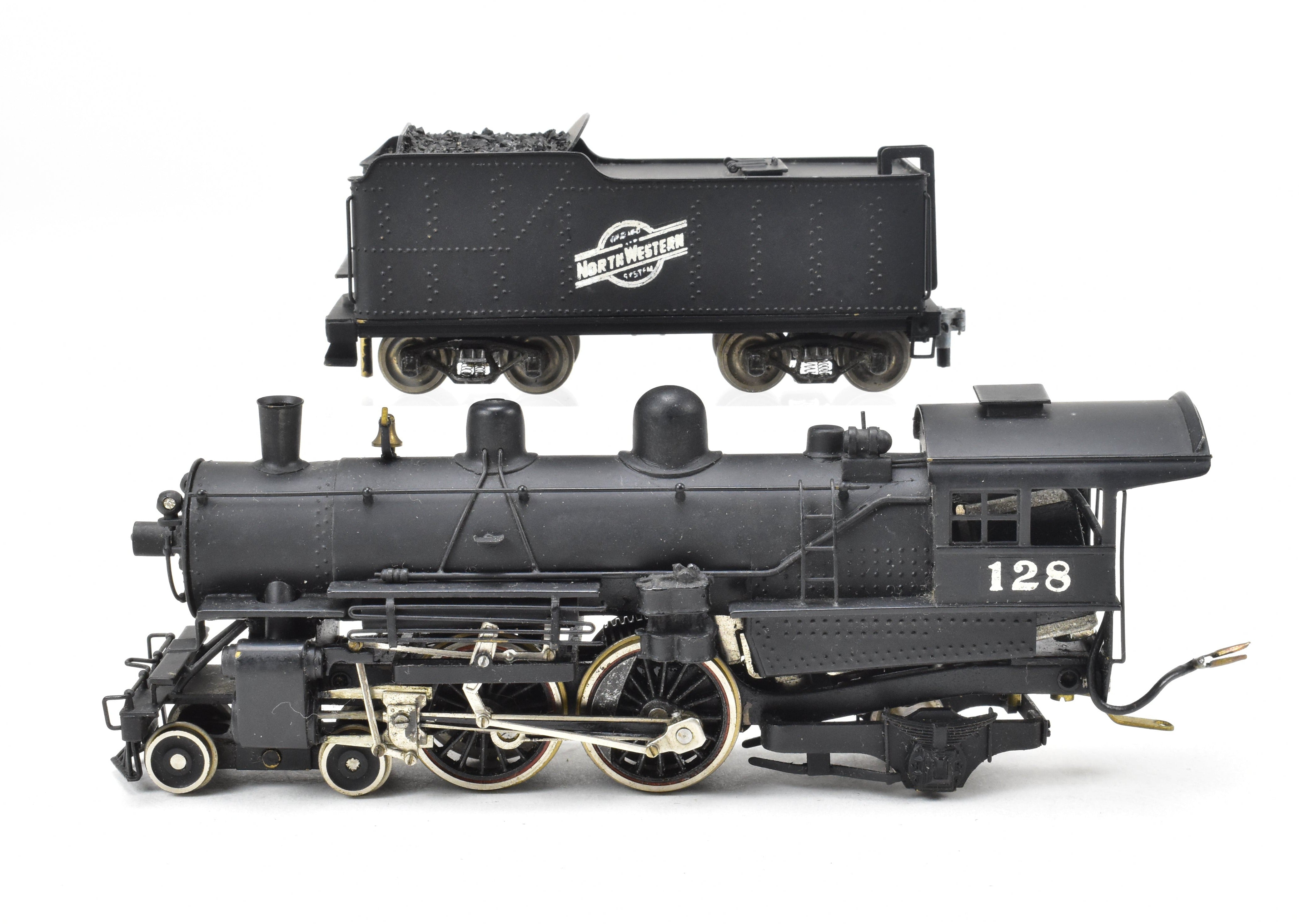 High - Quality HO Scale Brass Pacific Fast Mail (PFM) Model - Tenshodo Chicago & Northwestern Class D 4 - 4 - 2 Atlantic Steam Locomotive, Factory - Painted, No. 128