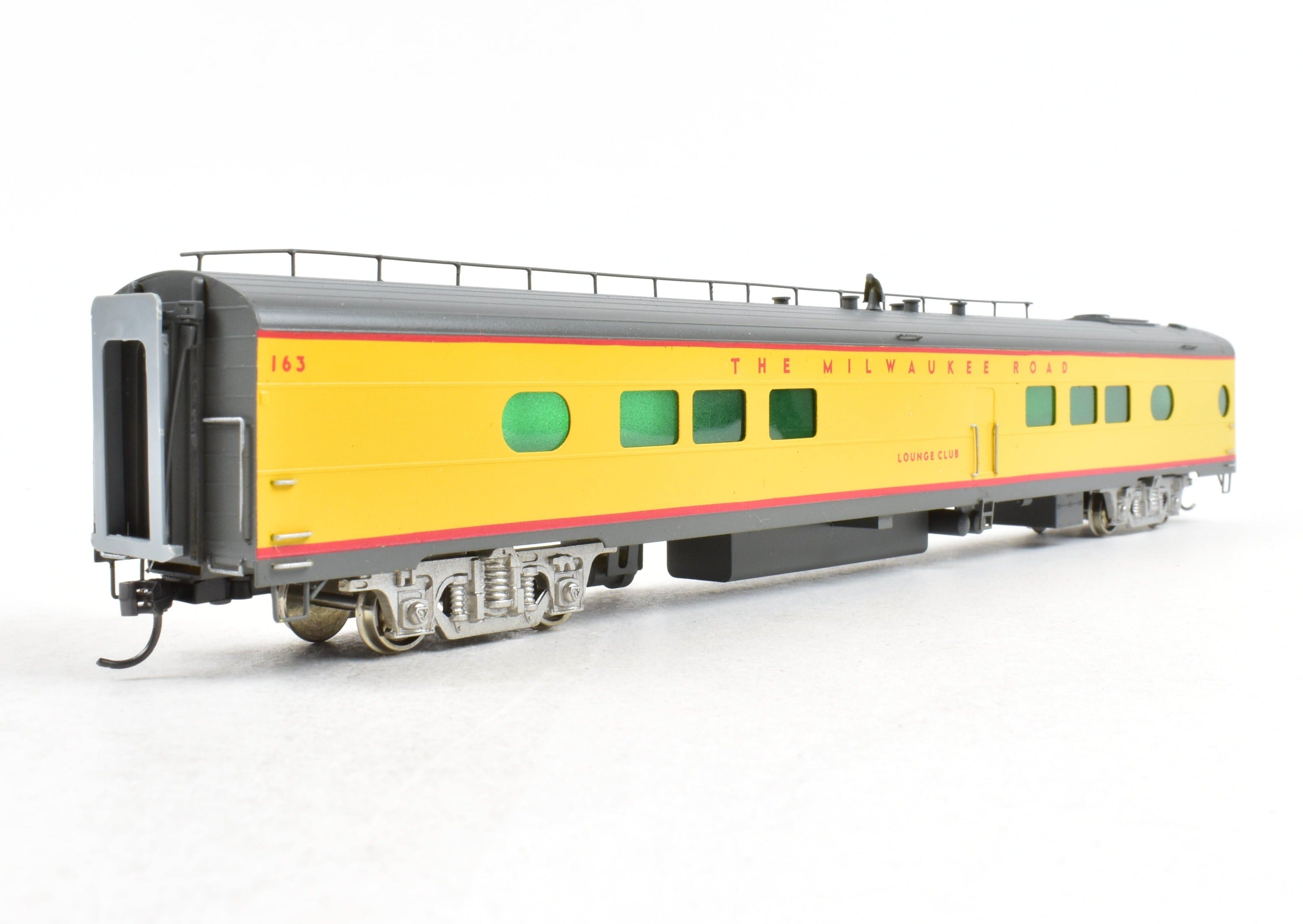 HO Scale Brass Soho Milwaukee Road #162 Tap - Lounge Model, Custom Painted in Union Pacific (UP) Streamliner Colors, Representing 1955 Milwaukee Passenger Style