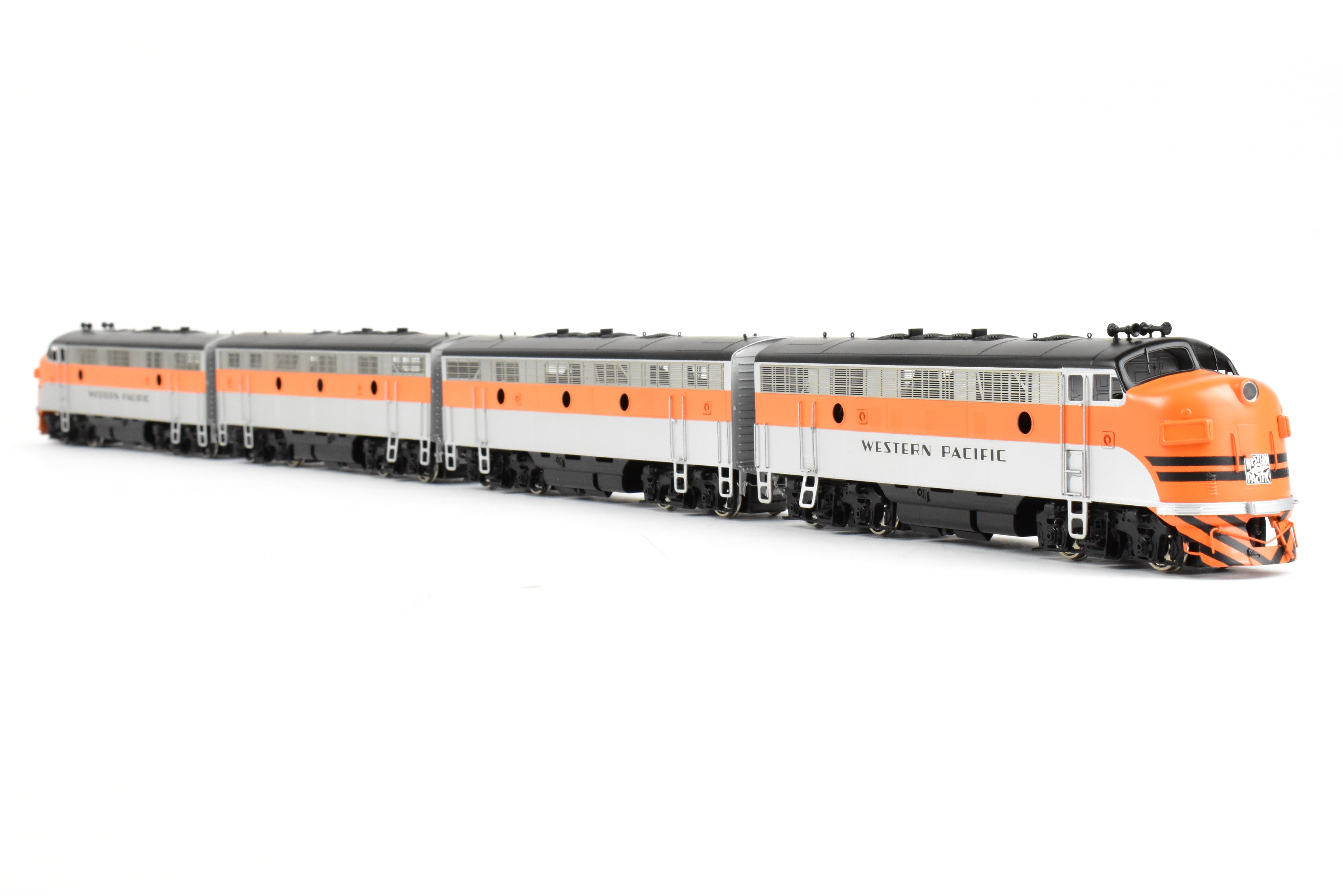 HO Brass Oriental Limited WP Western Pacific EMD F7 A/B/B/A Set, 1500 HP Each, Factory Painted Freight