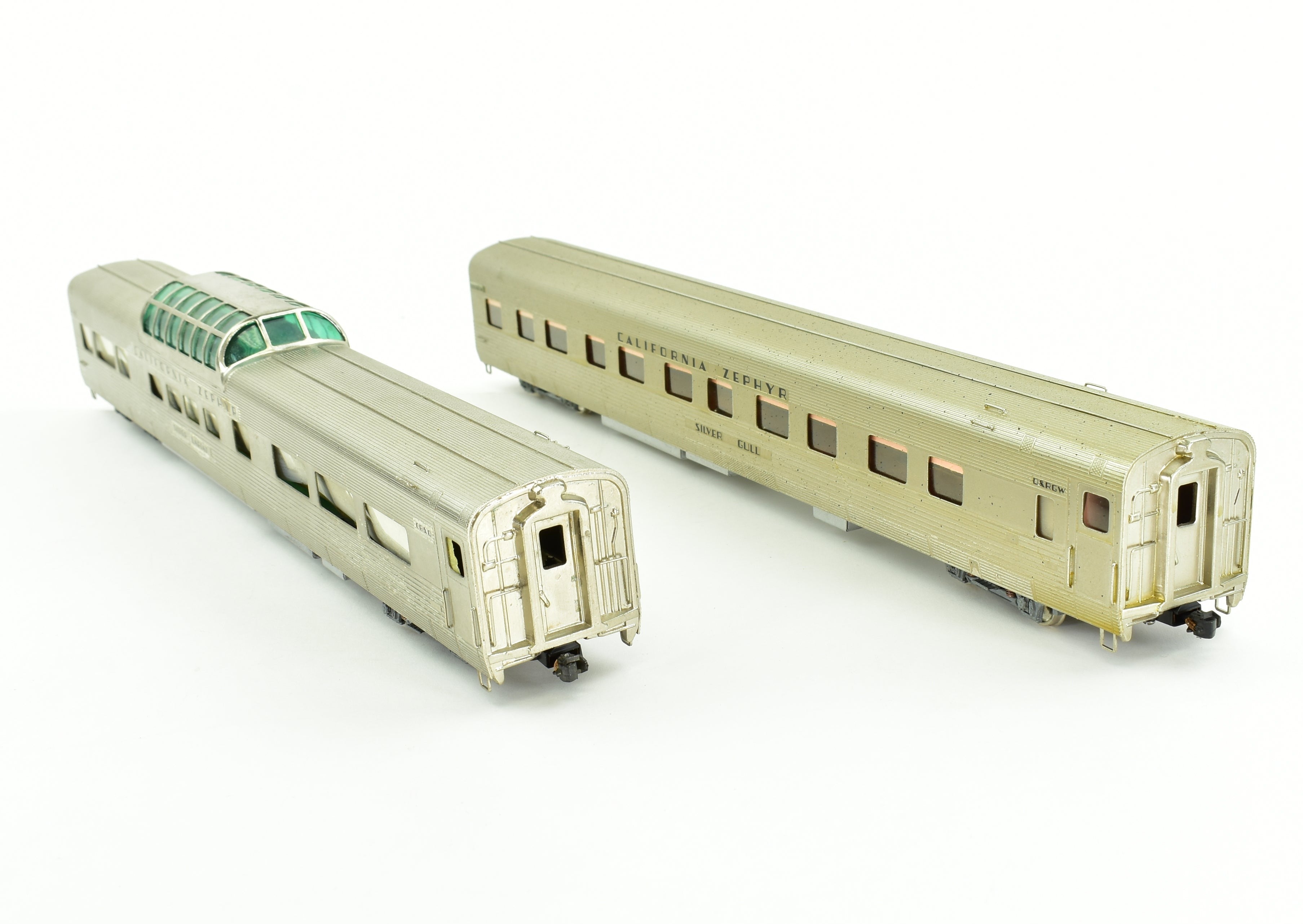 HO Scale Brass Nickel Plate Products (NPP) CB&Q - Burlington Route WP & D&RGW California Zephyr Vista Dome Open Section Sleeper Train Set Model