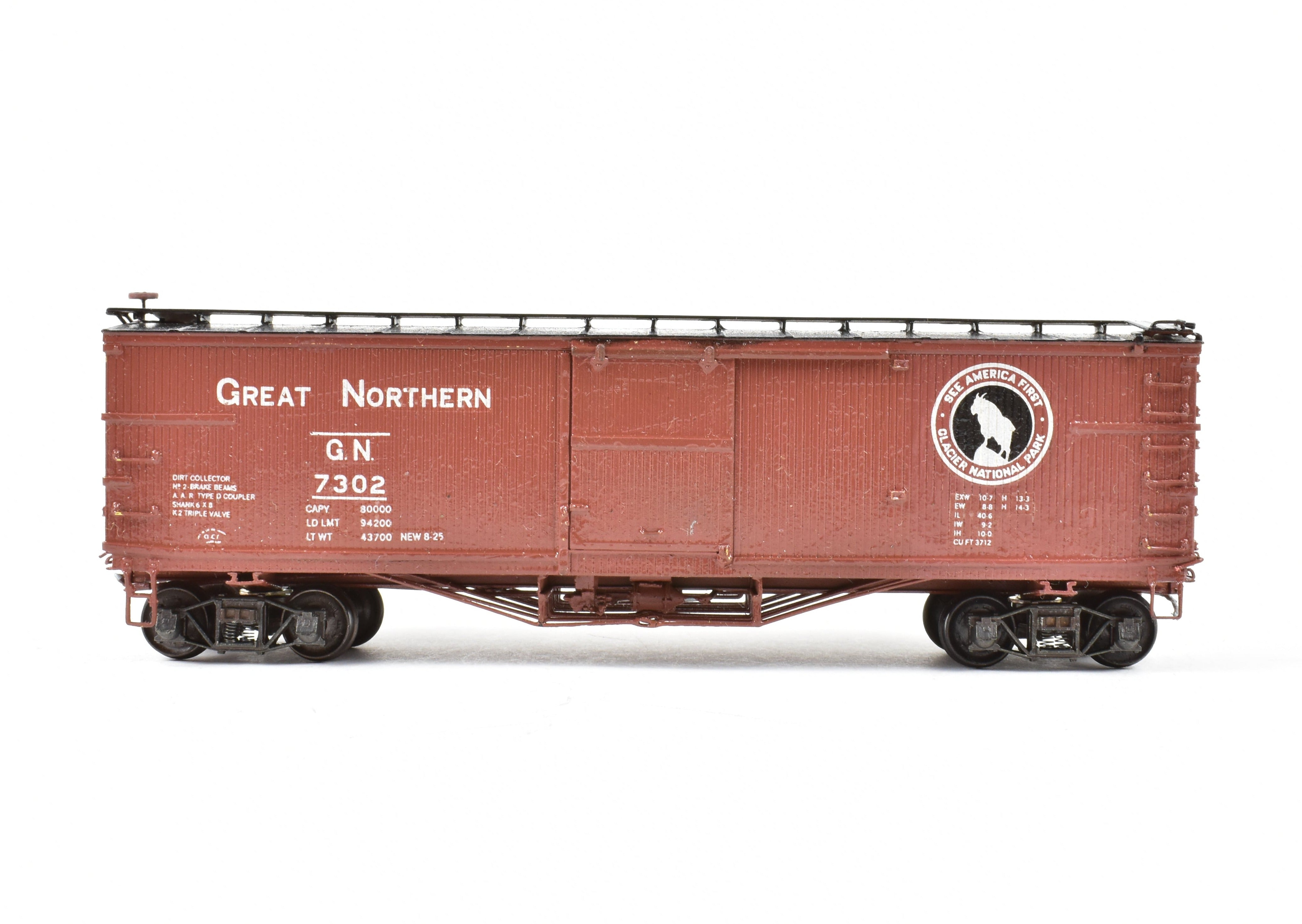 HO Scale Brass Nickel Plate Products (NPP) Great Northern (GN) 40-Foot Boxcar with AB Brake System, Custom Painted Model No. 7302