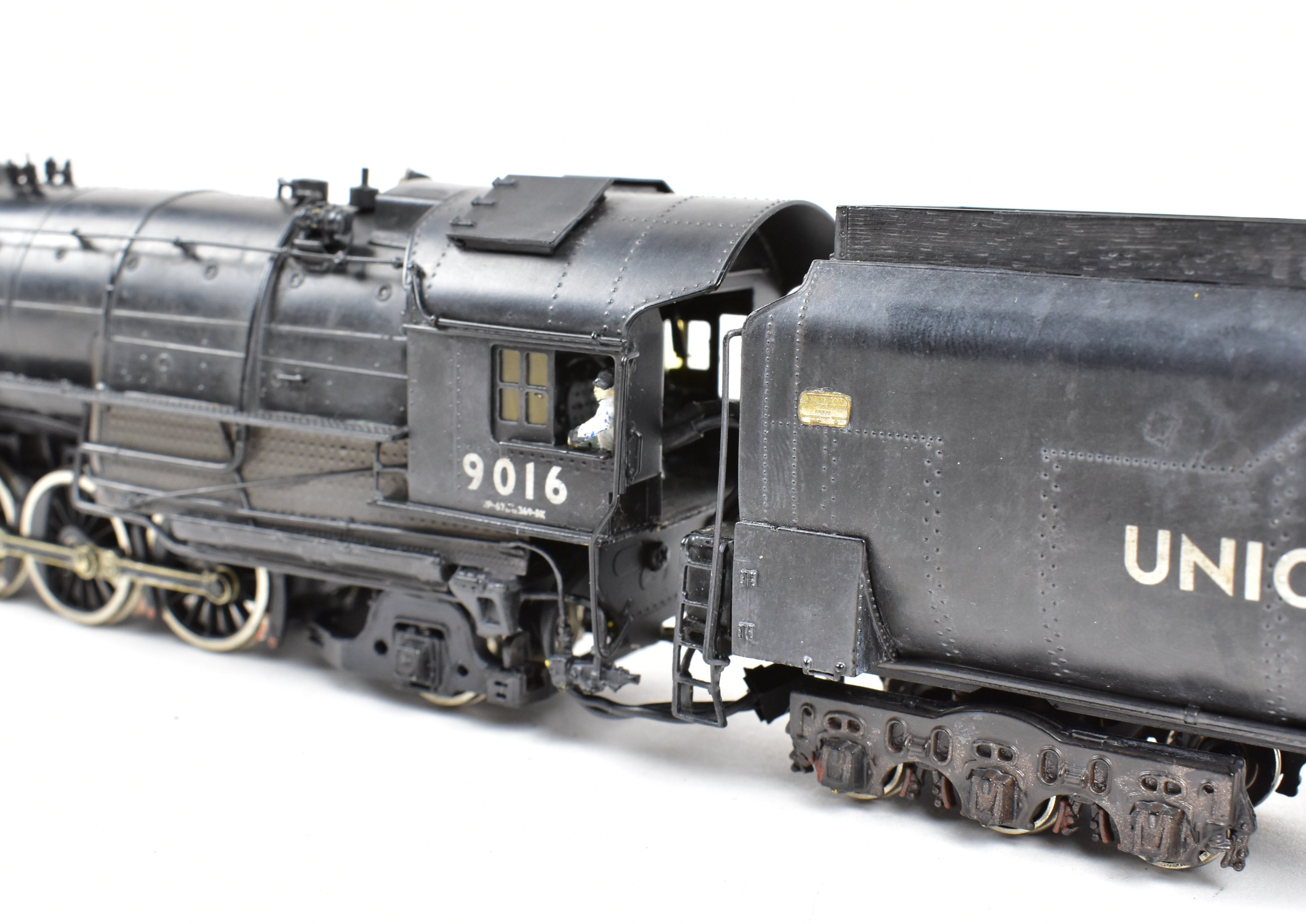 HO Scale Brass Key Imports Union Pacific 4-12-2 Standard Steam Locomotive of the 9000 Series, Specifically Standard Niners #9016 with Light Weathering Effect