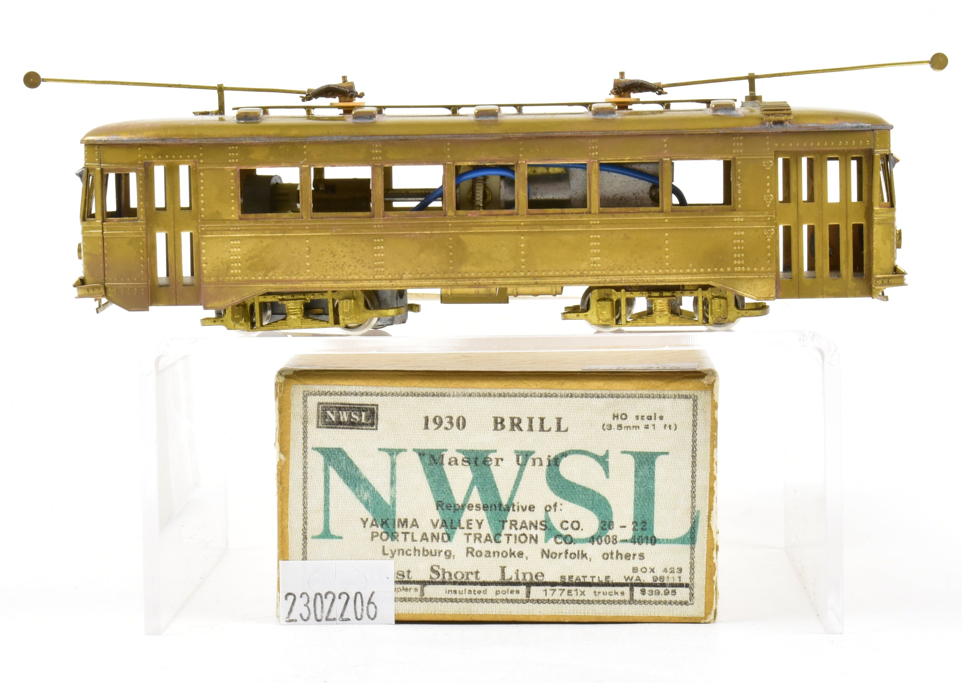 HO Brass Northwest Short Line 1930 Brill Master Unit for Various Roads