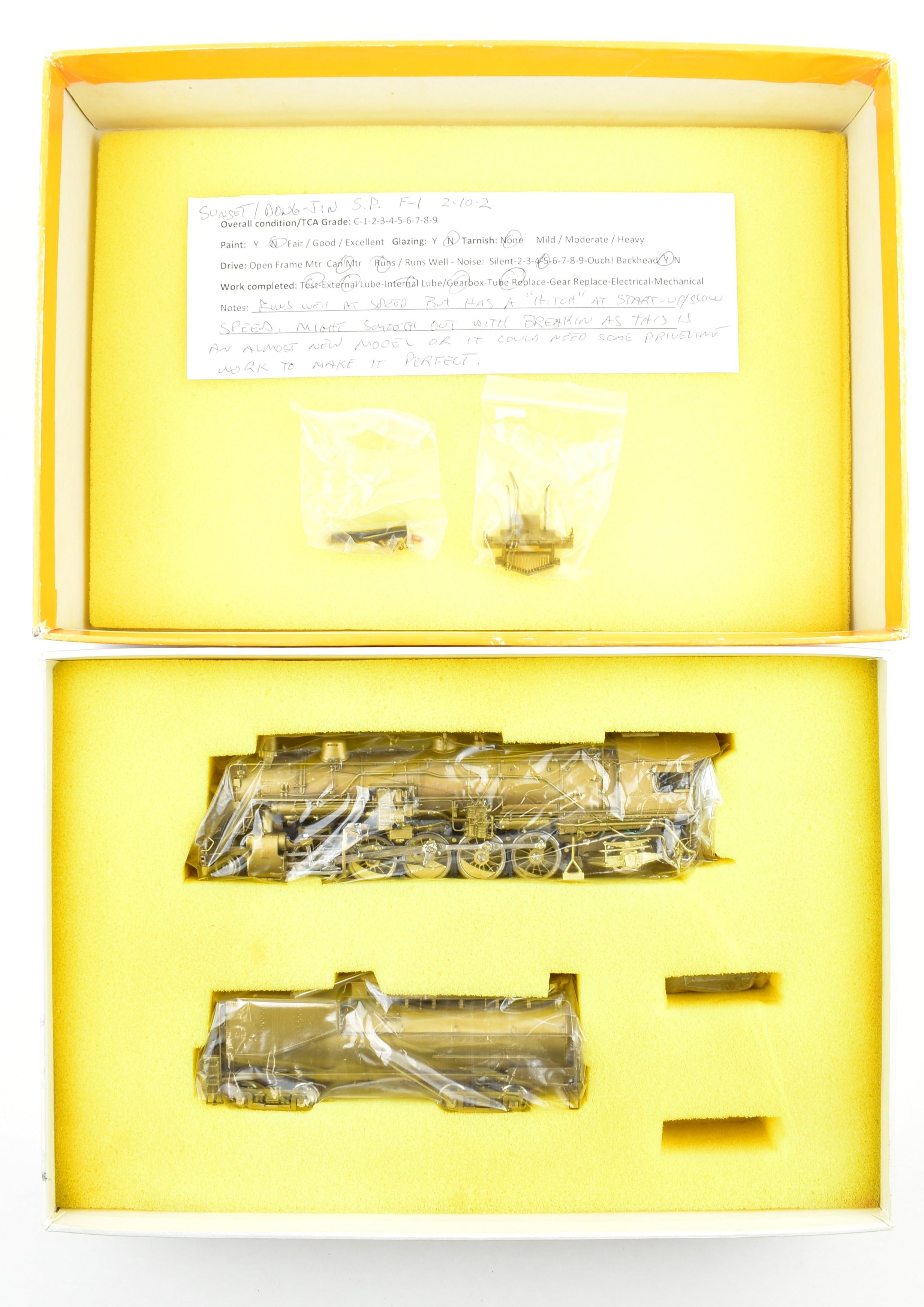 HO Brass Sunset Models SP - Southern Pacific F-1 2-10-2 Elesco Feedwater Heater (As-Is Condition)