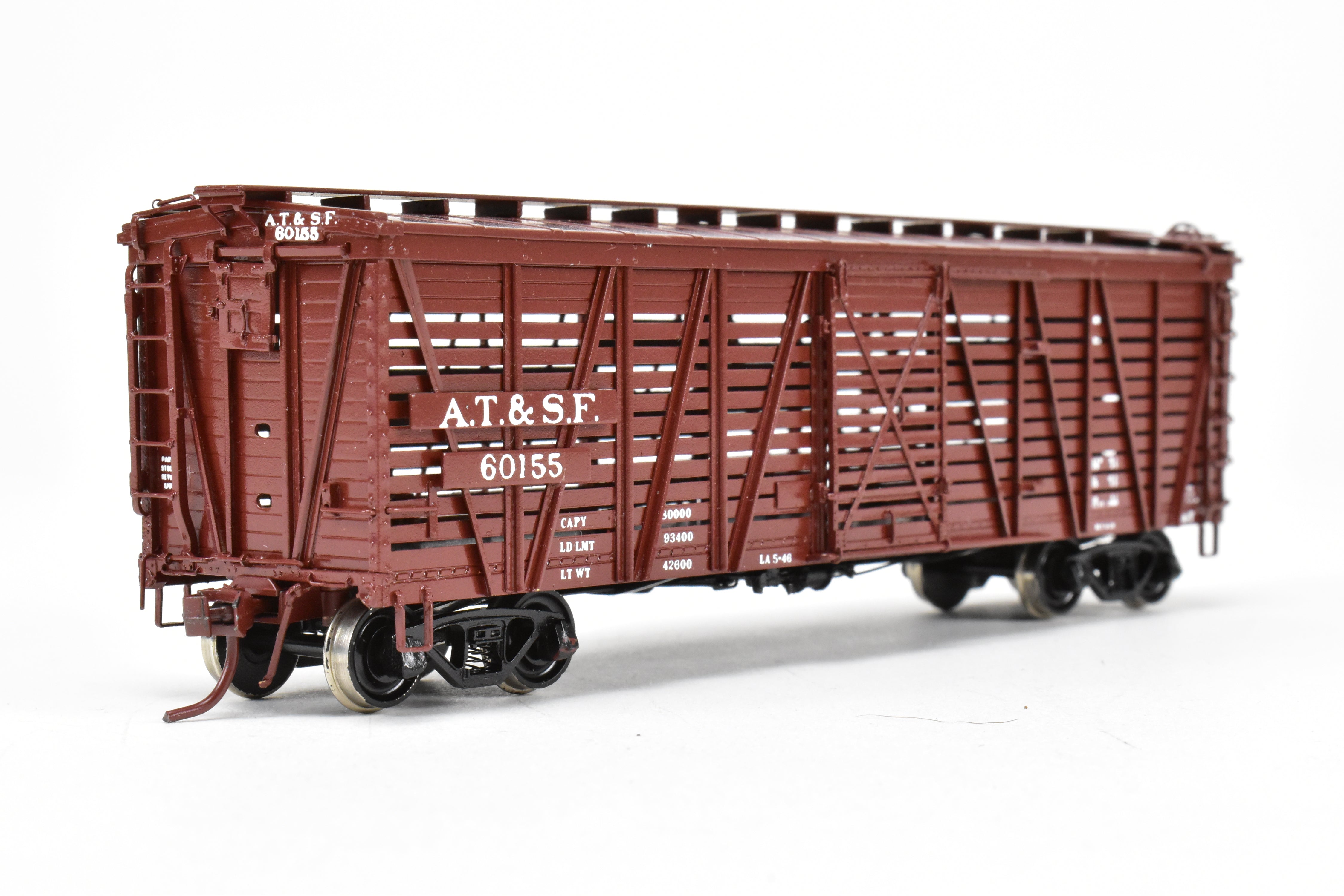 HO Scale Brass Santa Fe SK - T Stock Car C/P No. 60155 by Pecos River Brass