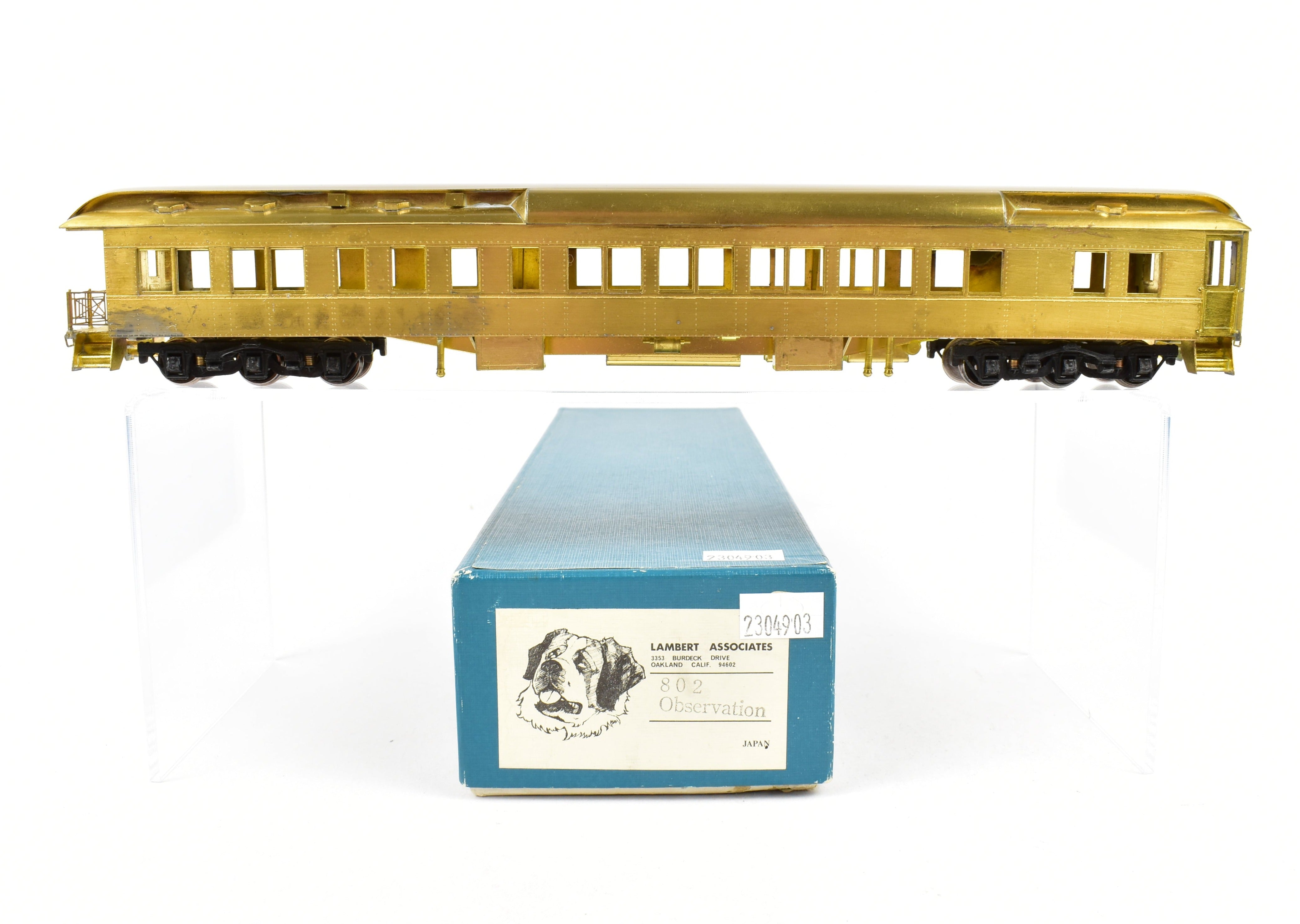 High - Quality HO Scale Brass Lambert Heavyweight 10 - Section Lounge Observation Model for Various Roads with Central Valley Trucks