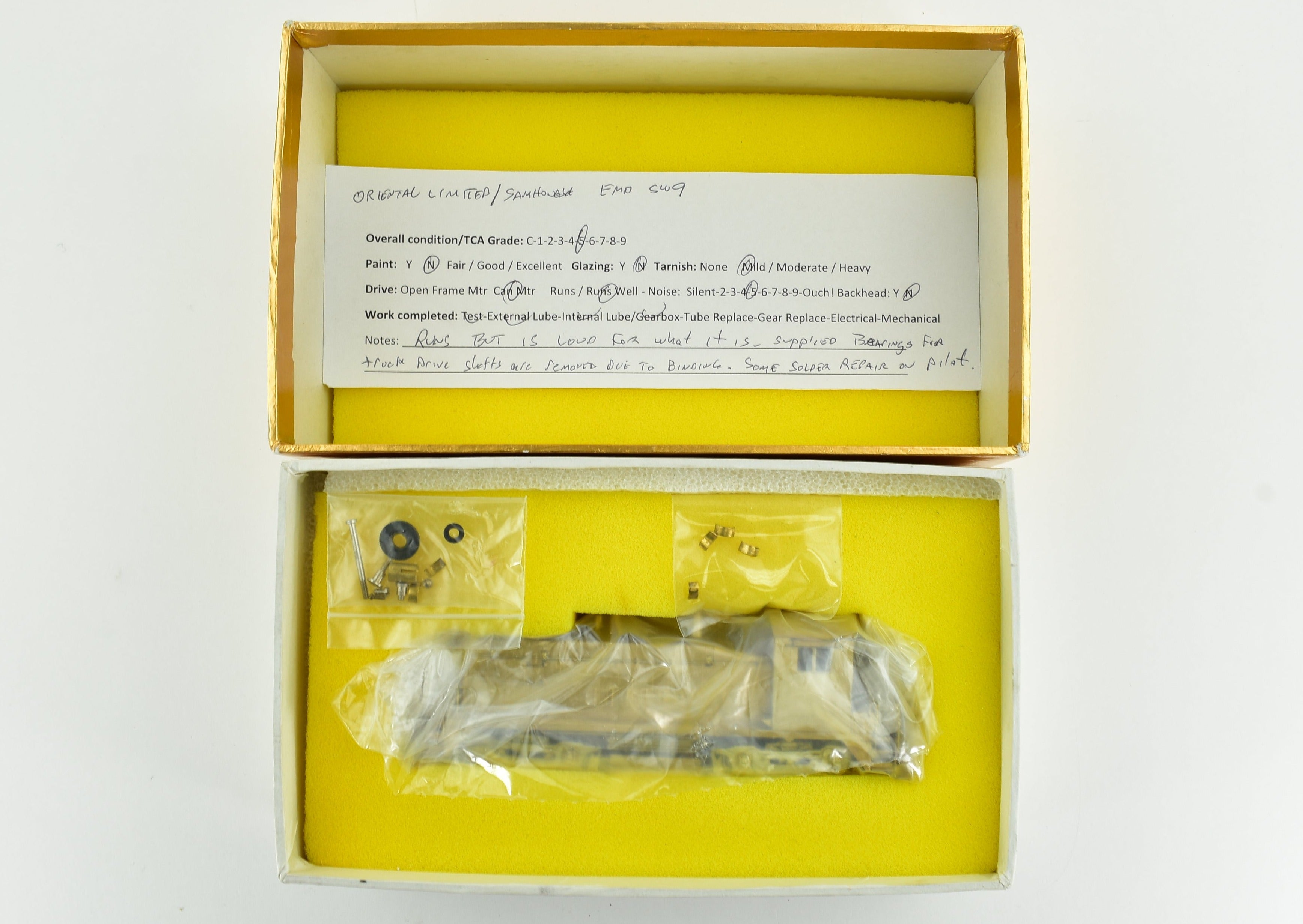 1980 HO Brass Oriental Limited EMD SW9 Switcher with Spare Parts, AS-IS