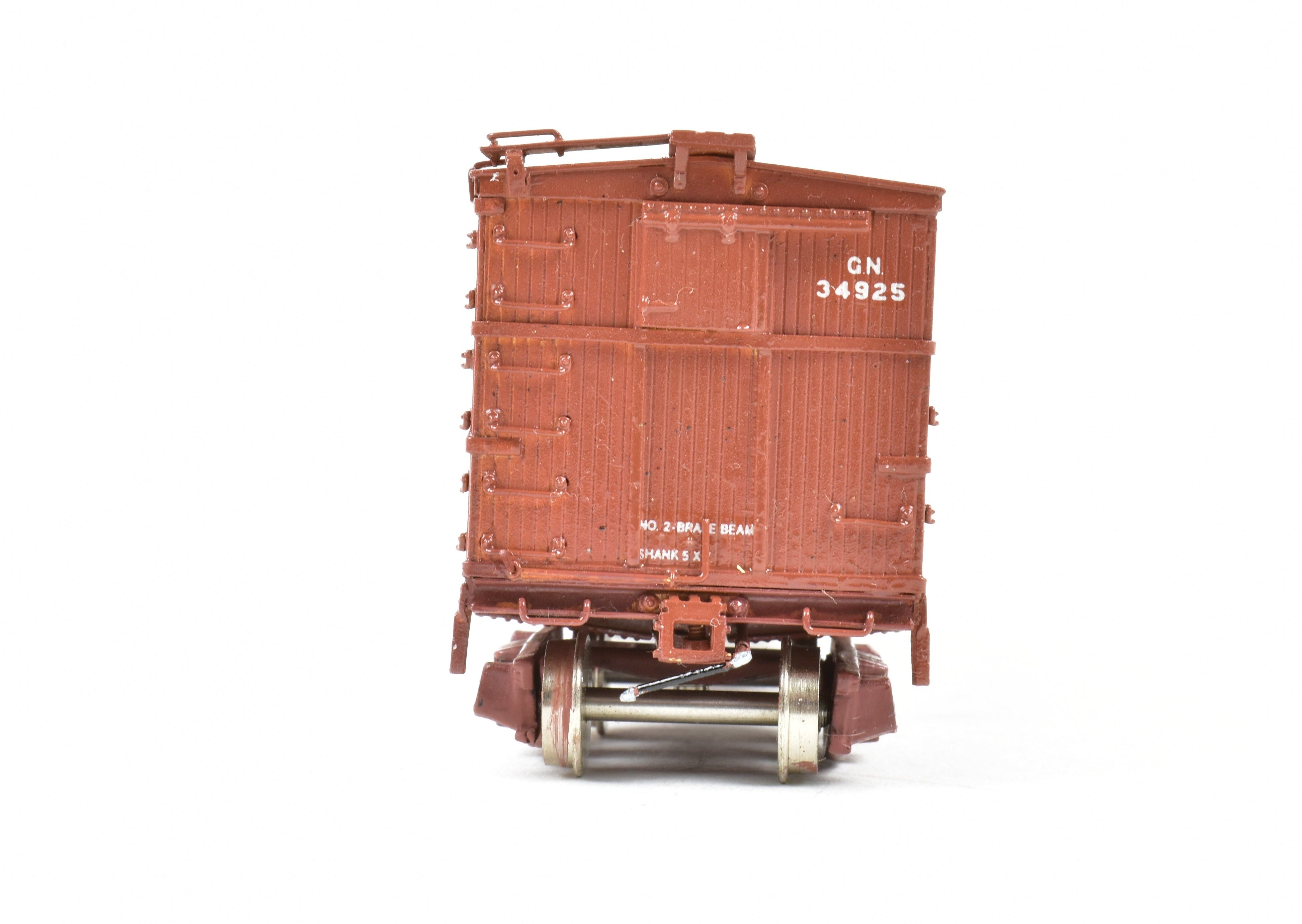 HO Scale Brass Nickel Plated Great Northern 40-Foot Boxcar Model with AB Brake System, Custom Painted Boxcar No. 34925 by Nickel Plate Products
