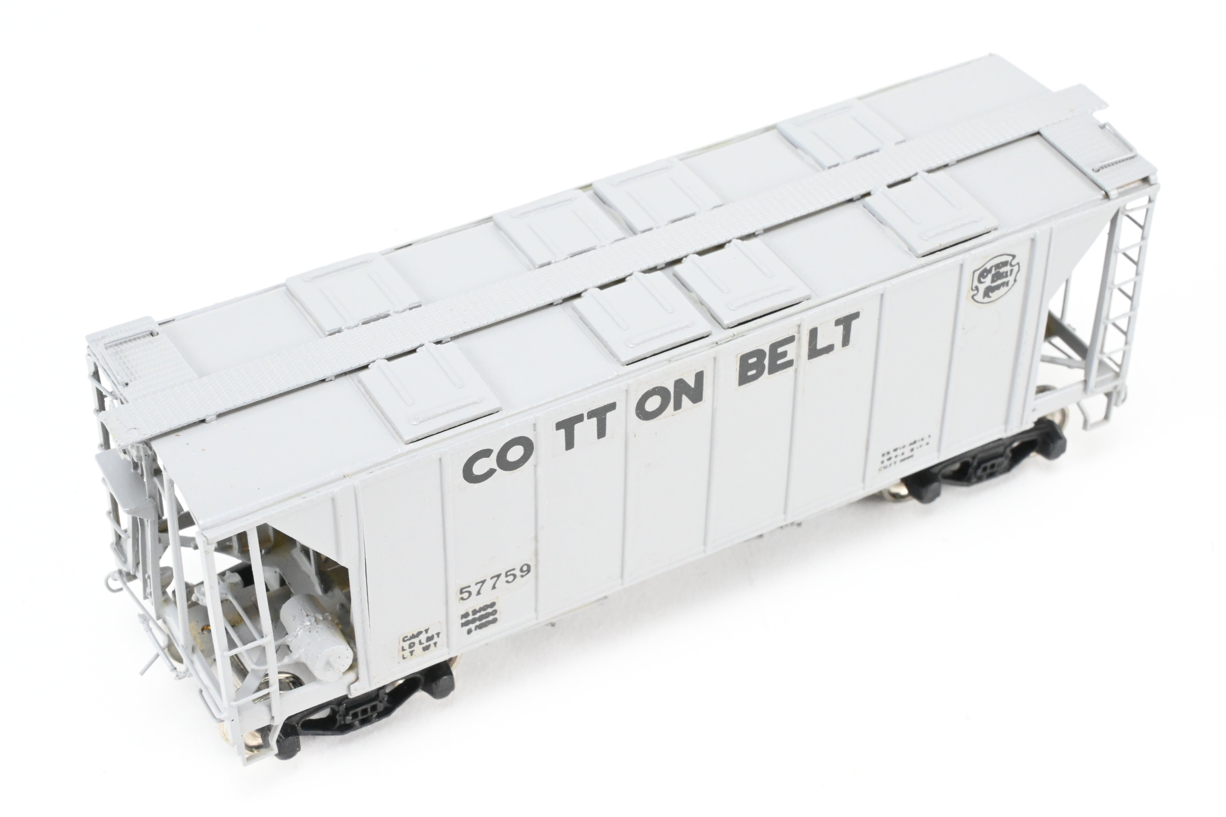 HO Brass Sunset/ACF Cotton Belt Grey Custom-Painted 70-Ton Covered Hopper #57759