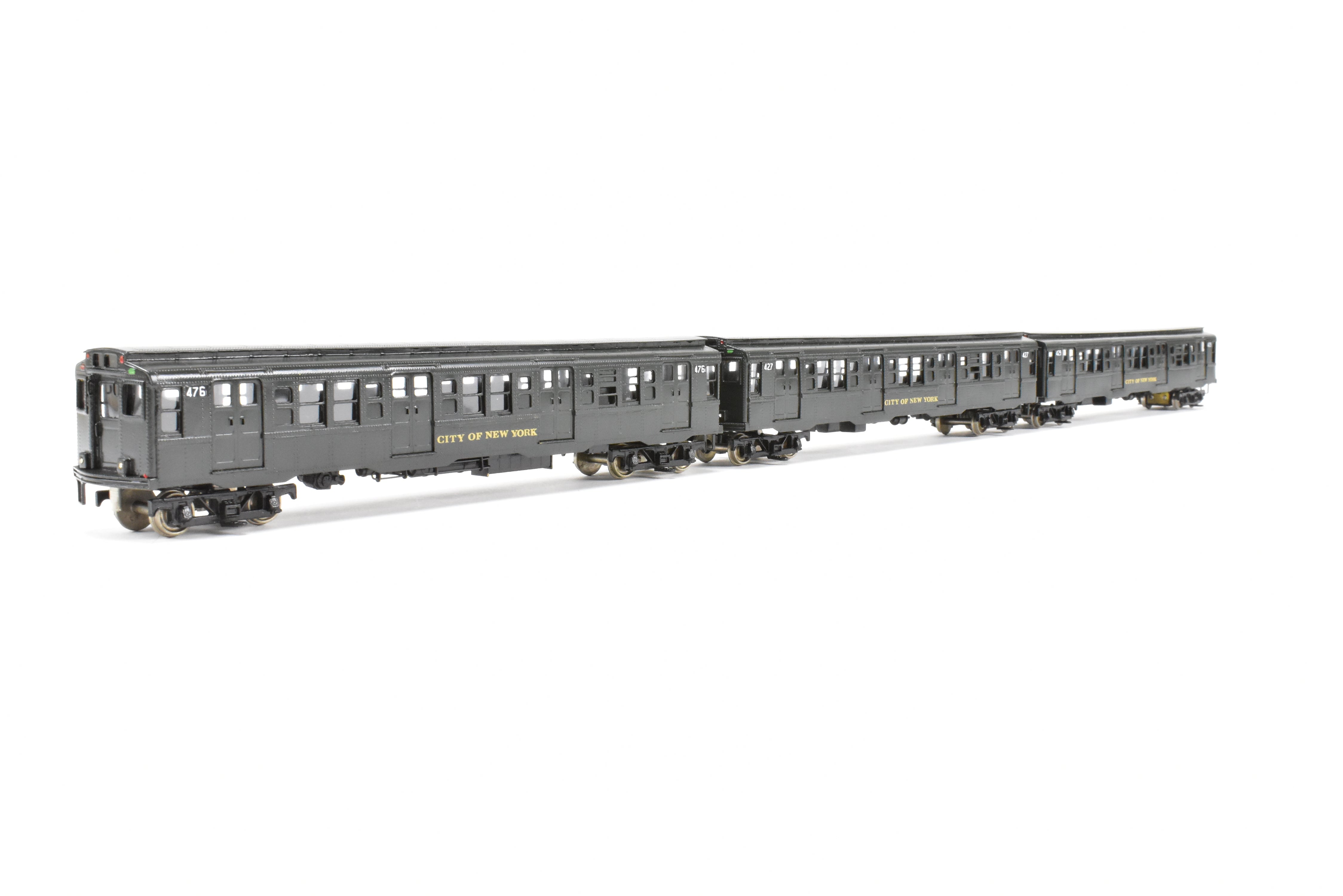 Custom Painted Set of Three HO Brass NJ Subway R-4 Cars, NY Independent System