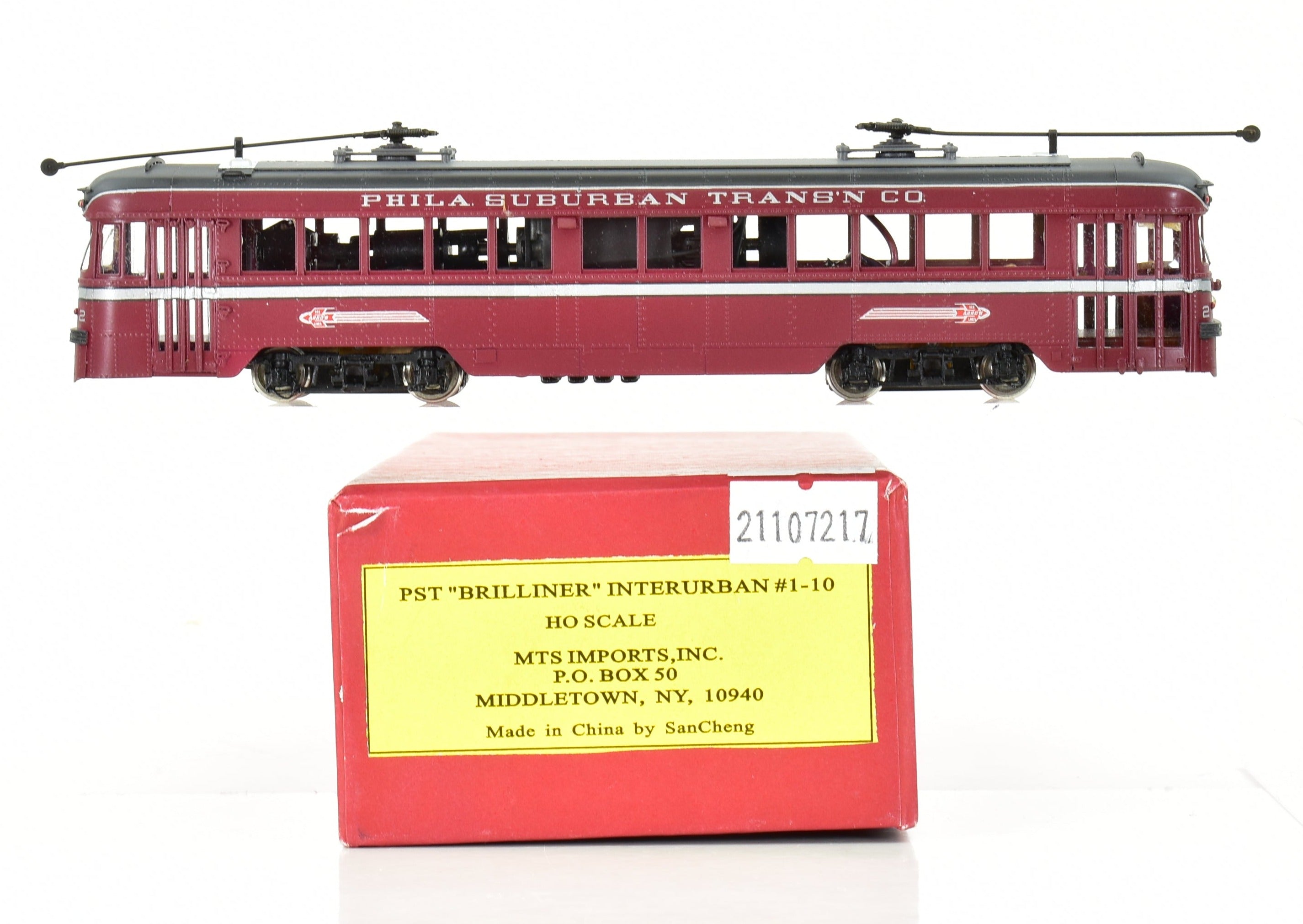 High - Quality HO Scale Brass MTS Imports Philadelphia Suburban Transportation Brilliner Interurban Model Train, Car Number CP #2