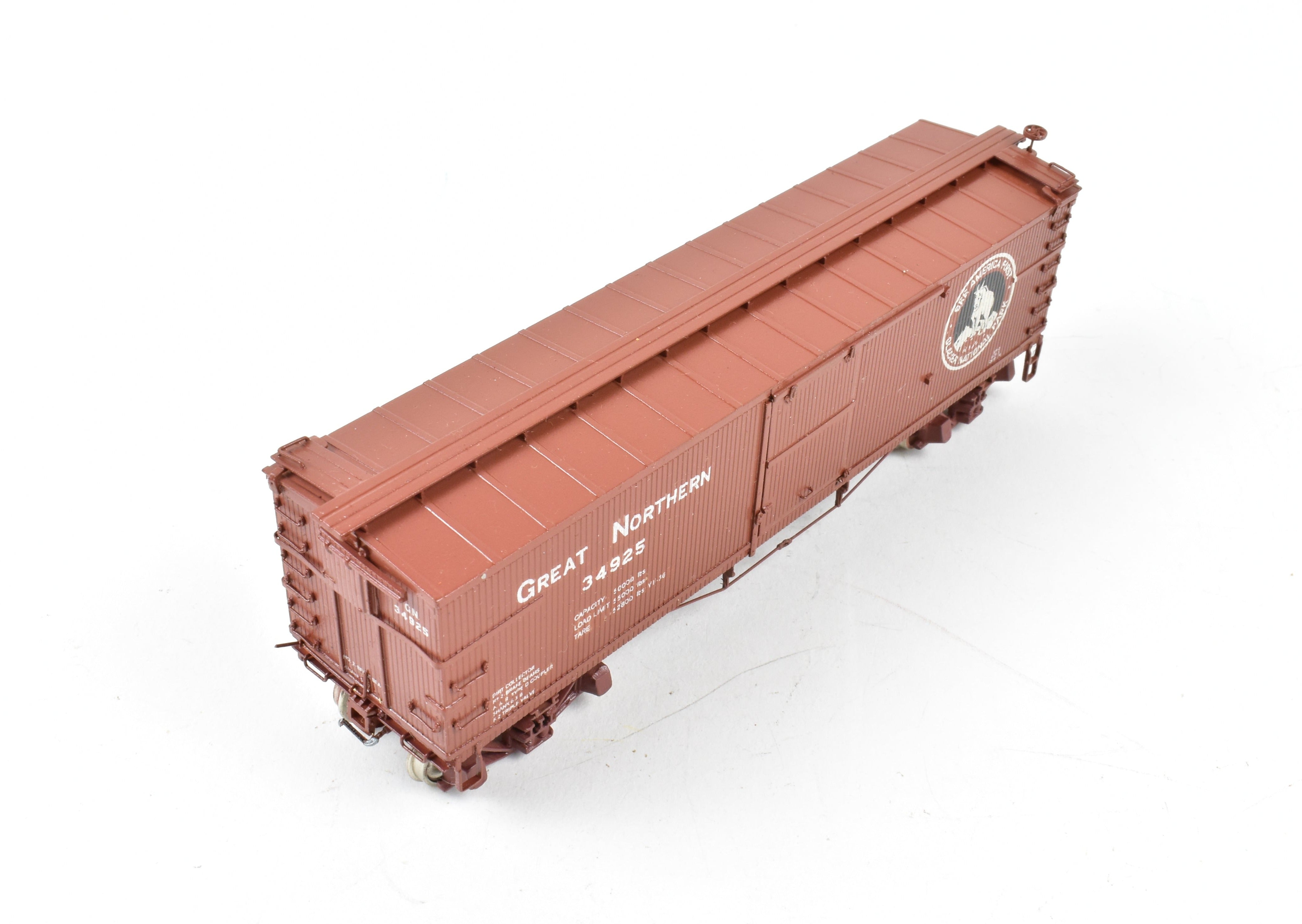 HO Scale Brass Nickel Plated Great Northern 40-Foot Boxcar Model with AB Brake System, Custom Painted Boxcar No. 34925 by Nickel Plate Products