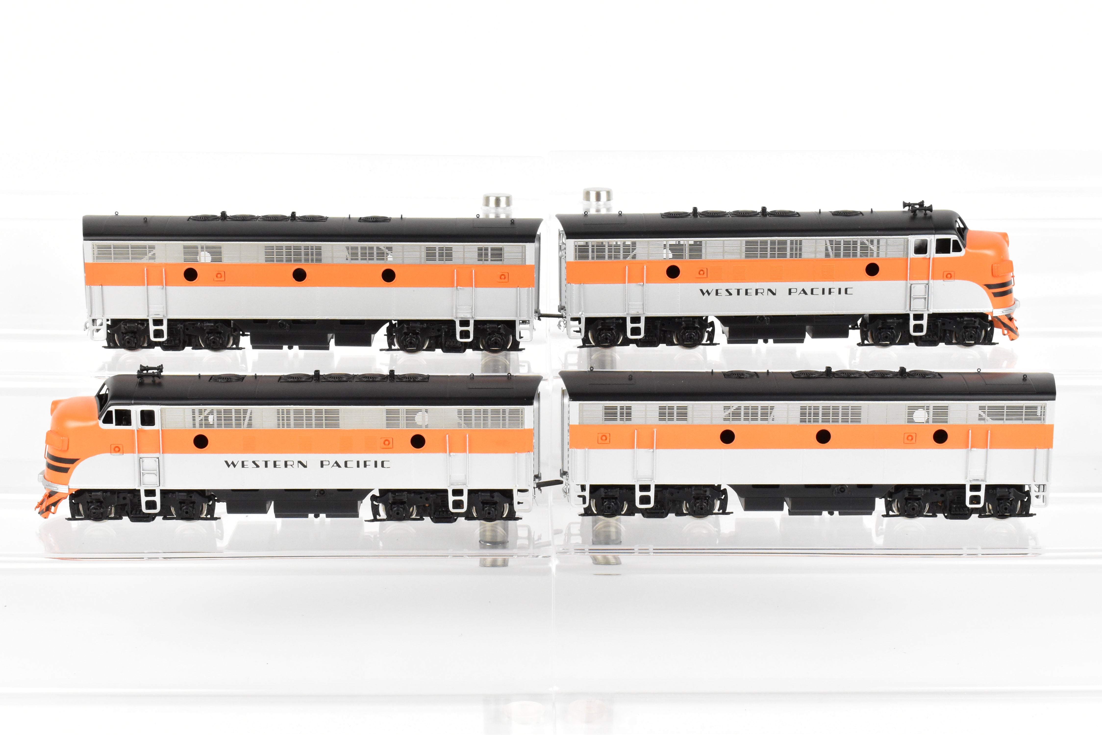 HO Brass Oriental Limited WP Western Pacific EMD F7 A/B/B/A Set, 1500 HP Each, Factory Painted Freight