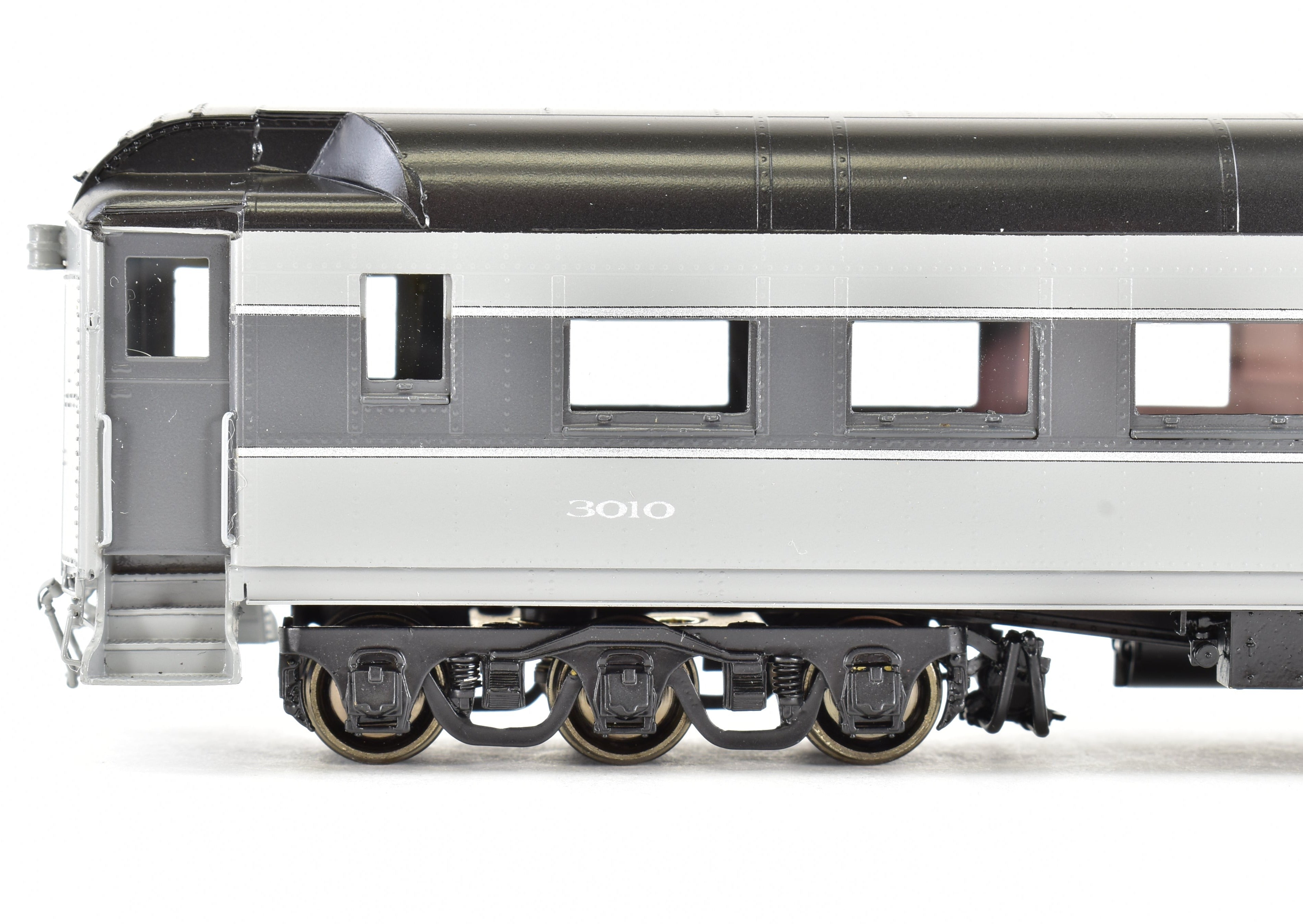 HO Scale Brass Model of Pecos River Brass ATSF - Santa Fe Heavyweight 3000 Series Chair Car FP Grey Named 'The Scout'