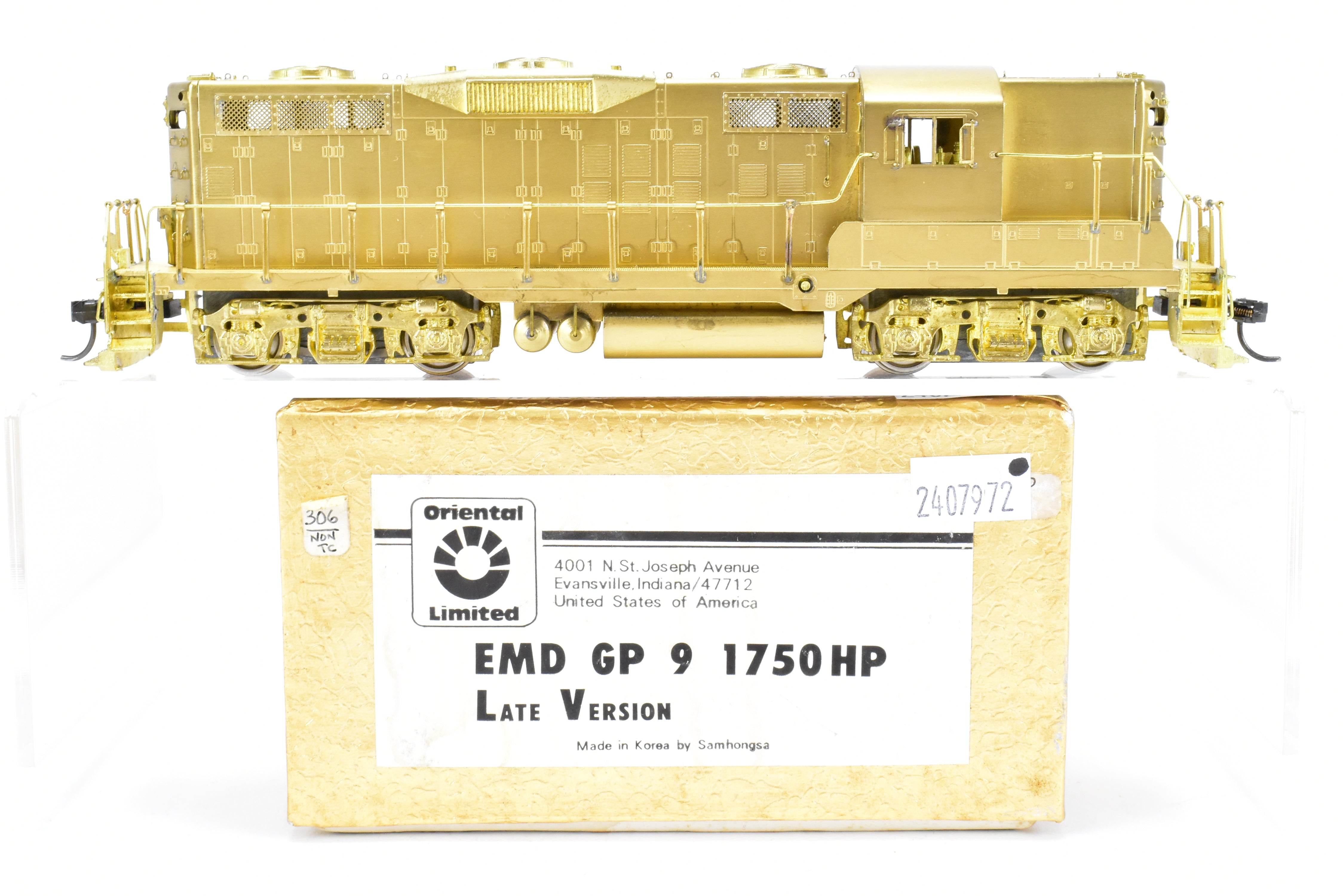 HO Brass Oriental Limited EMD GP9 1750 HP Late Version with 48 Fans & Dynamic Brakes