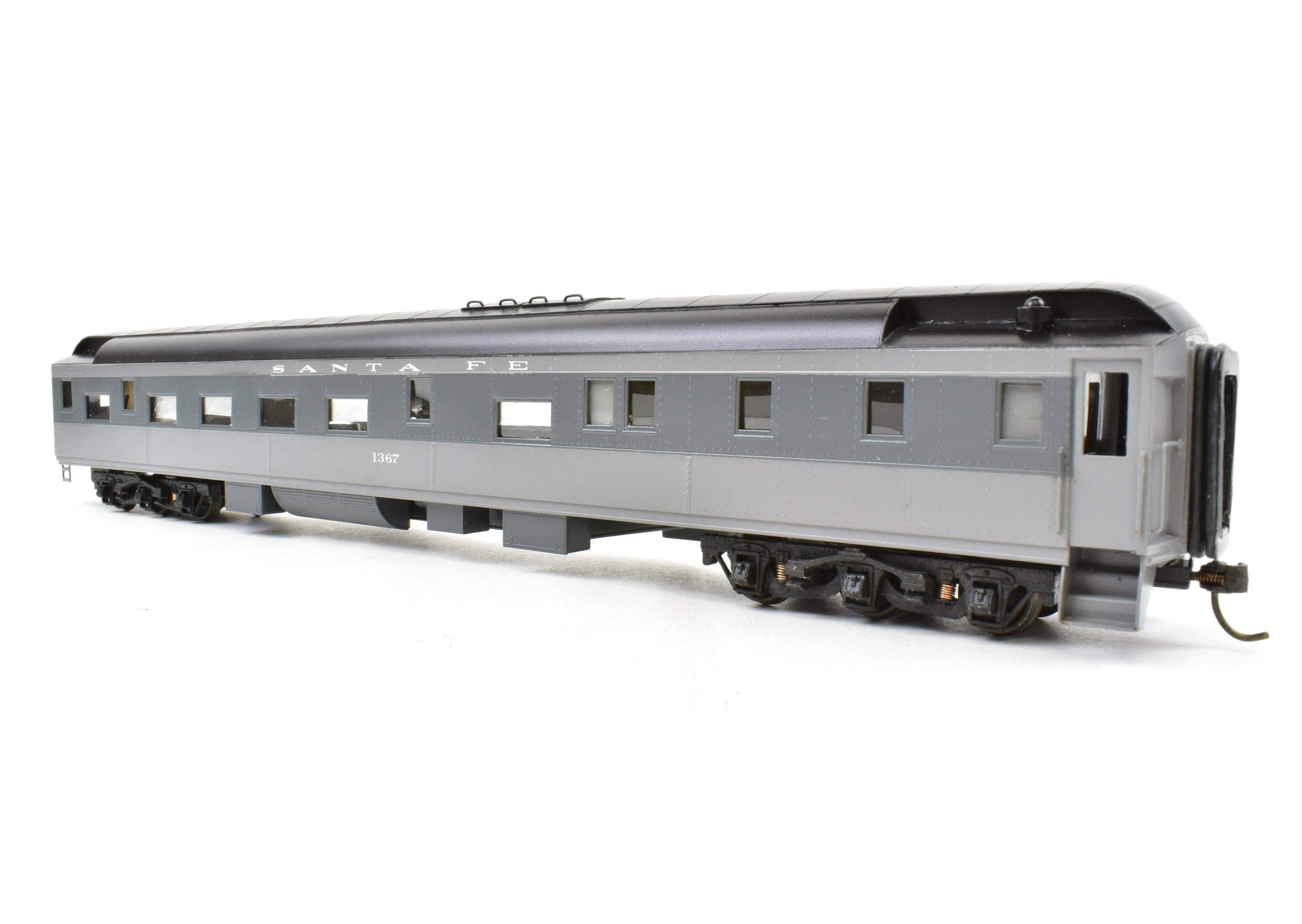 HO Scale Brass Lambert ATSF - Santa Fe Heavyweight Lounge Car CP No. 1367 TTG with Replacement Box and Central Valley Trucks for Model Railroads