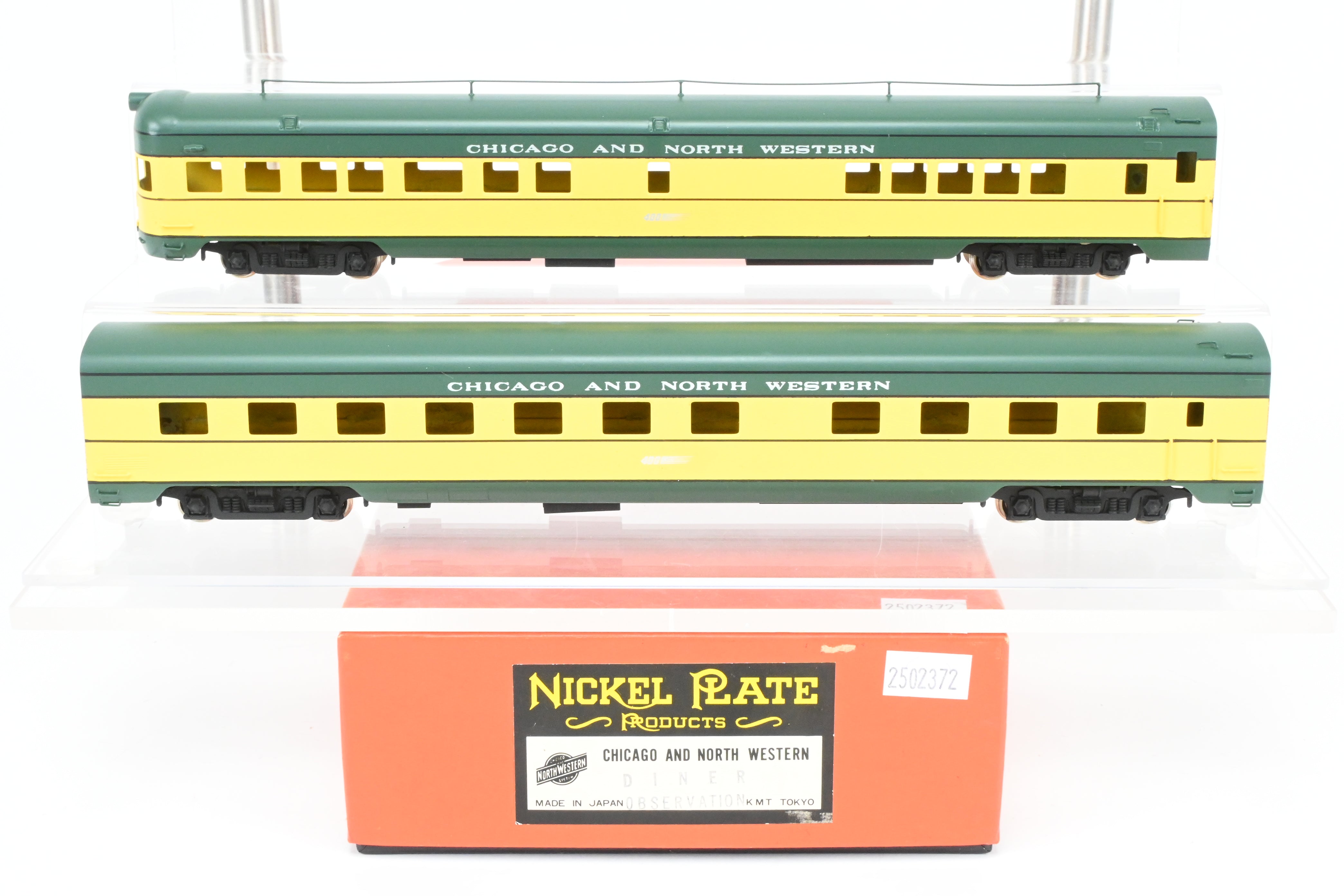 HO Scale Brass NPP Nickel Plate C&NW Chicago & Northwestern Factory-Painted Diner and Observation Set