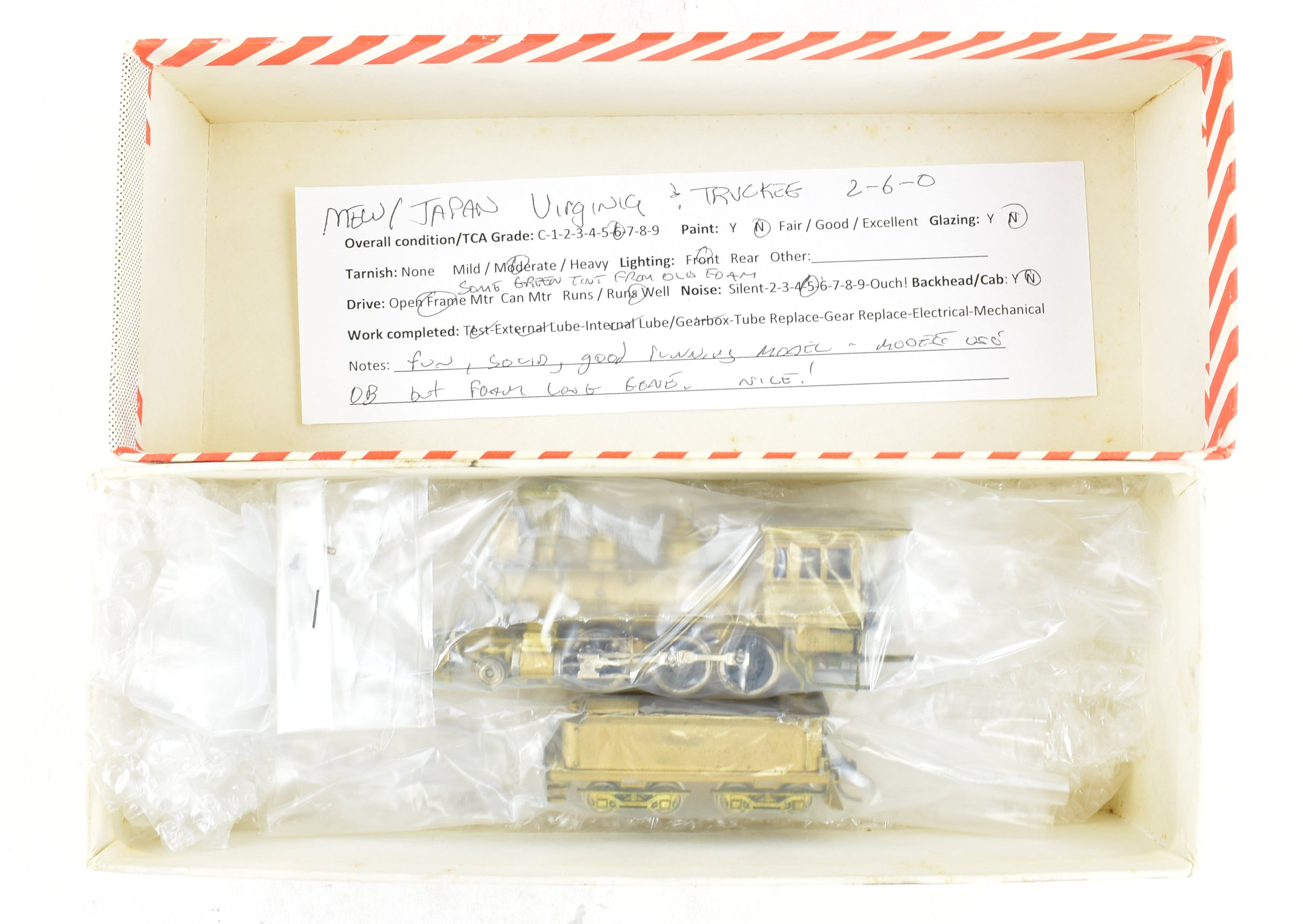 HO Brass Model Engineering Works Virginia & Truckee #20 2-6-0 with Foam Damage
