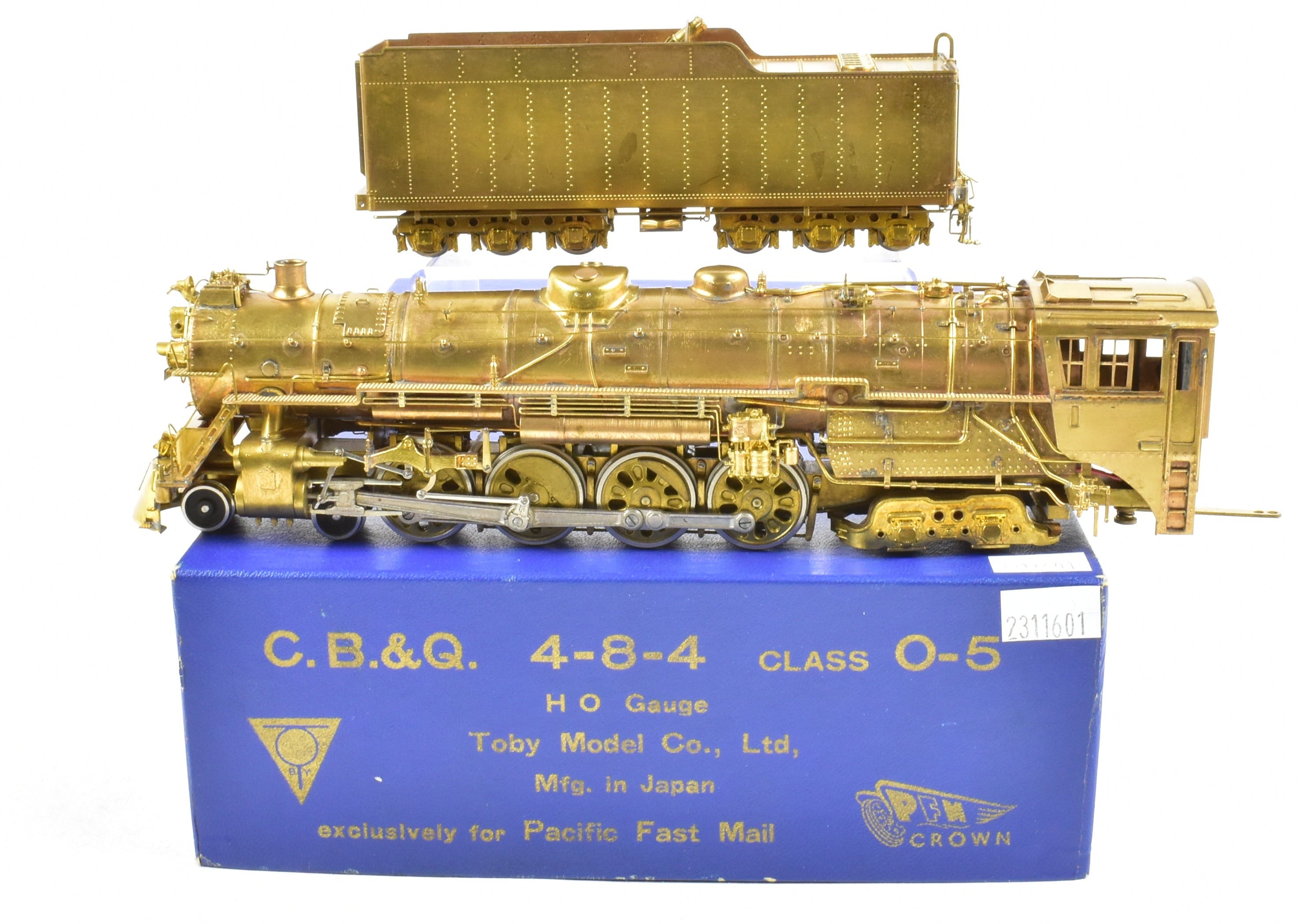 HO Scale Brass Pacific Fast Mail (PFM) Model Train - Toby CB&Q Burlington Route 4-8-4 Class O-5 Crown Model from 1969 Run