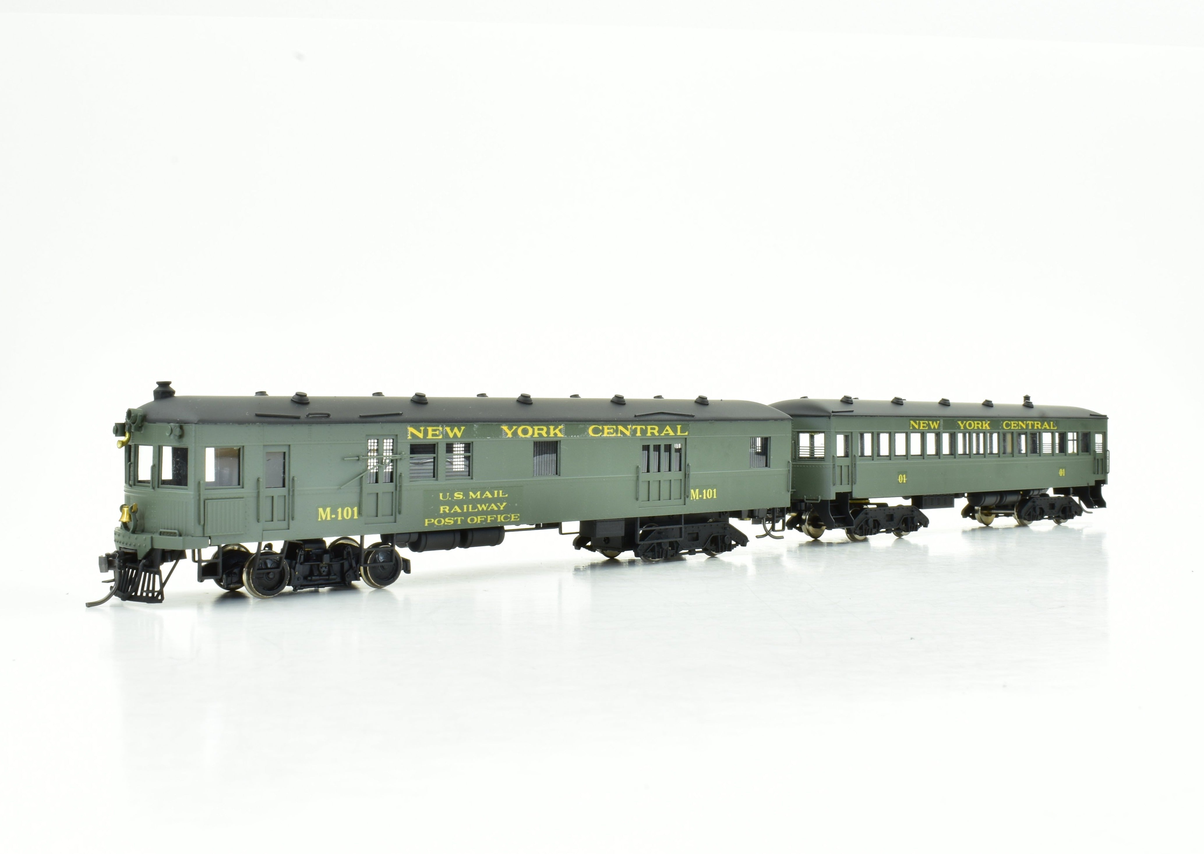HO Scale Custom Brass Gas Motor Rail Car Set - New York Central 2 Car Set by Brass NJ Custom, Built by Orion in Japan