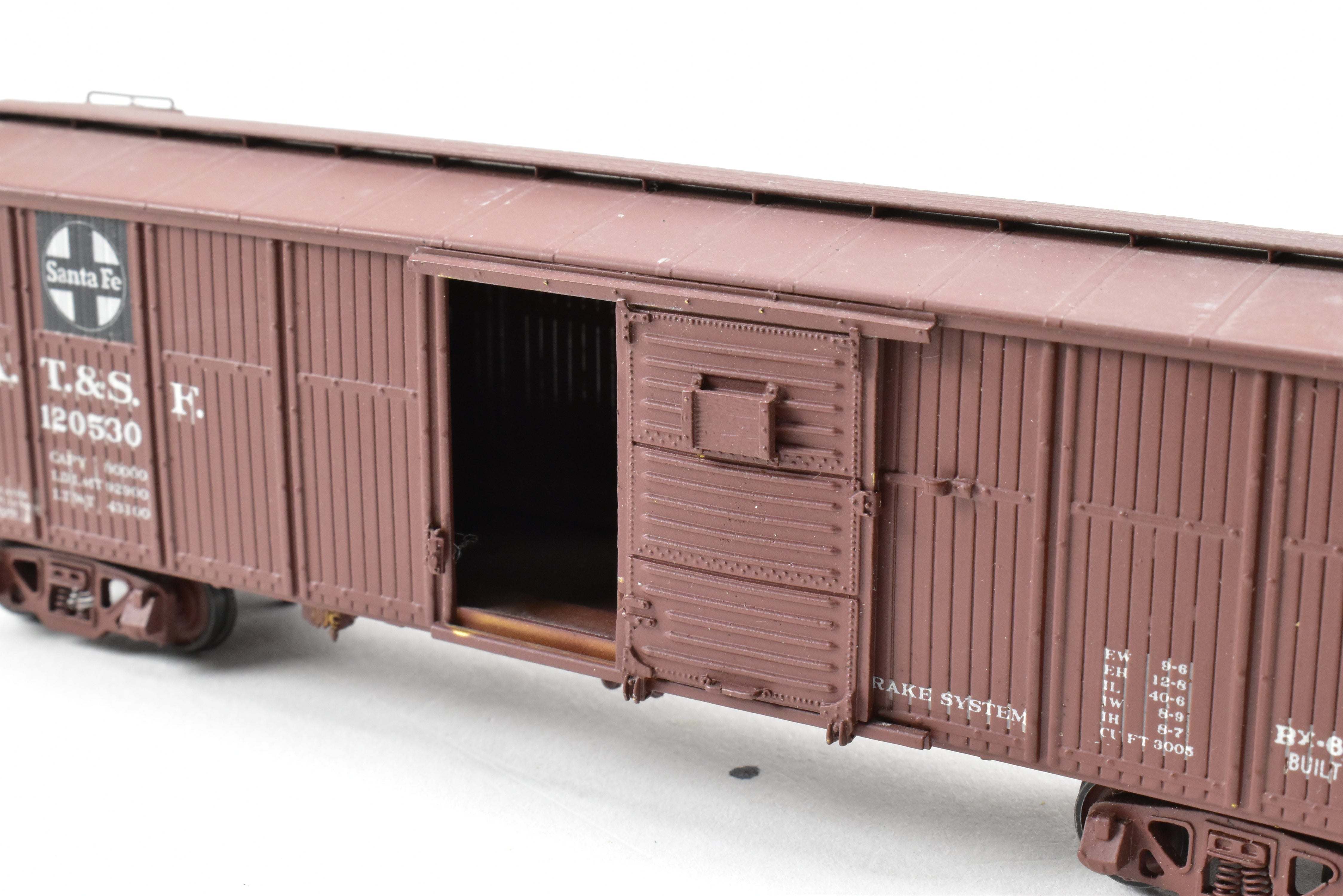 HO Scale Brass Model of Pecos River Brass ATSF - Santa Fe Bx - 6 Boxcar Featuring Ajax Brake Wheel and AB Brake System, Car Numbered CP #120530