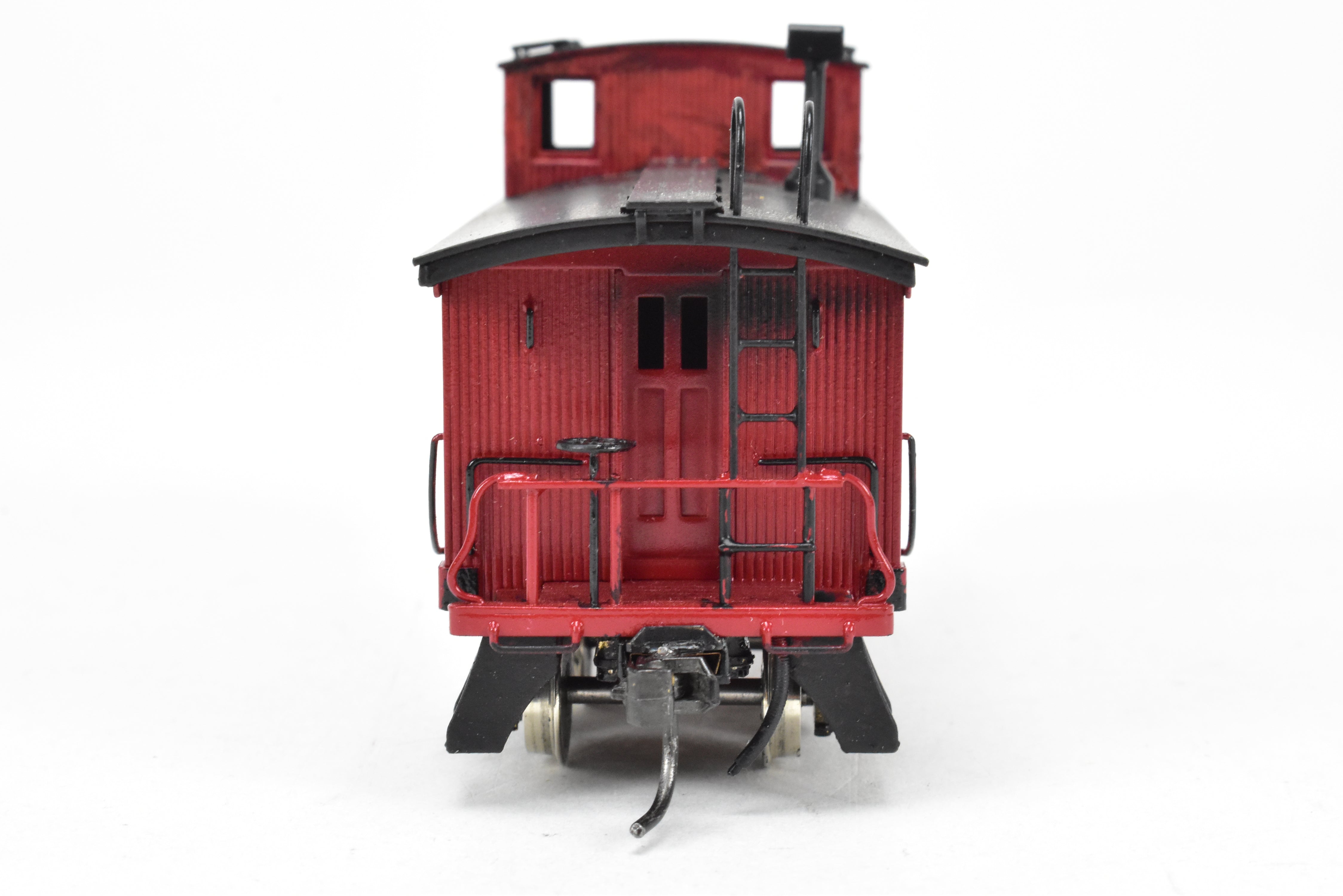 HO Scale Brass Model of Northwest Short Line (NWSL) and Northern Pacific (NP) 1700 Series Wood Caboose, Unlettered Custom - Painted in Caboose Red with Black Roof