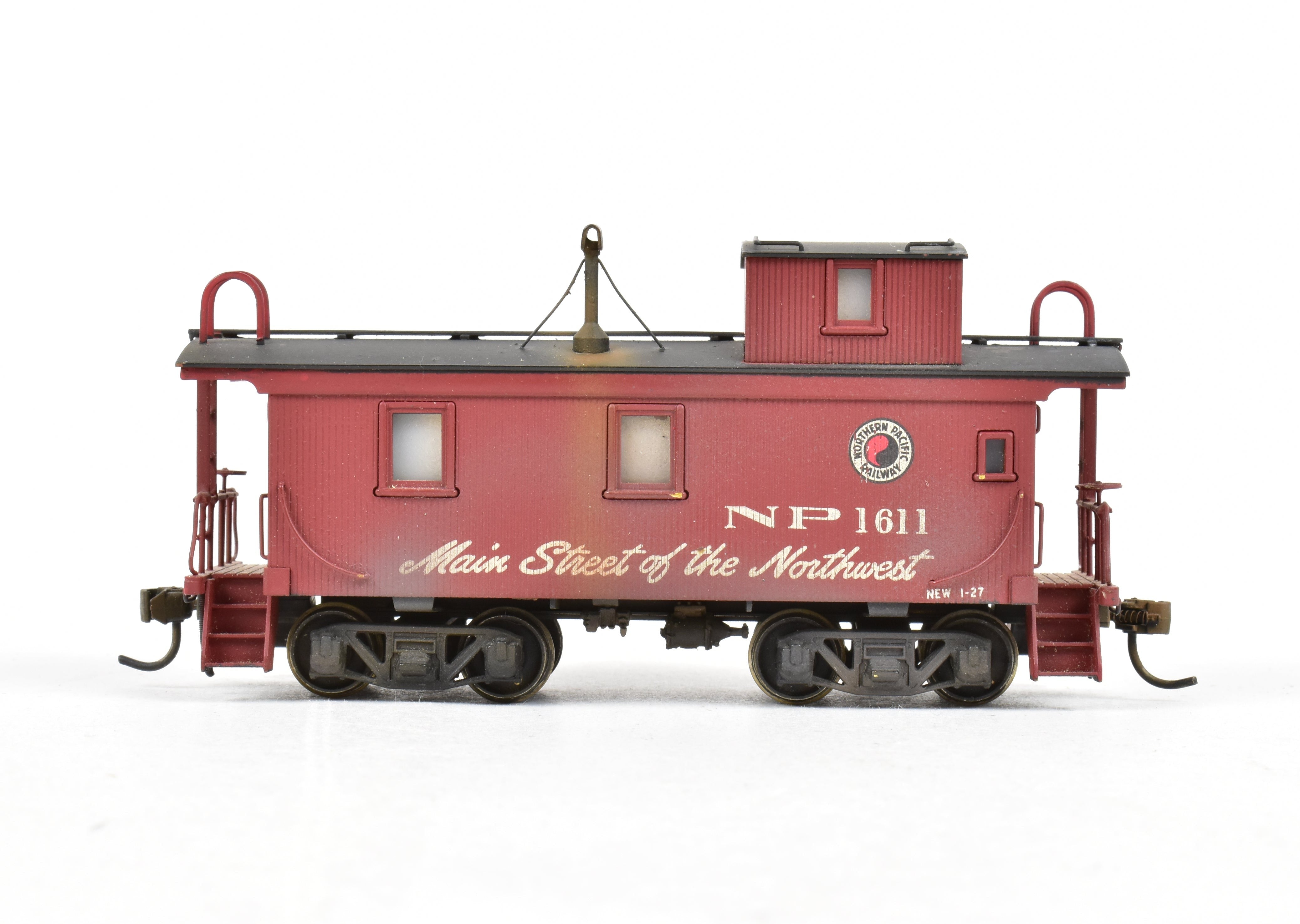 HO Scale Brass Model of NorthWest Short Line (NWSL) and Northern Pacific (NP) Wood Sided Caboose Custom Painted with Number 1611 for Model Train Enthusiasts