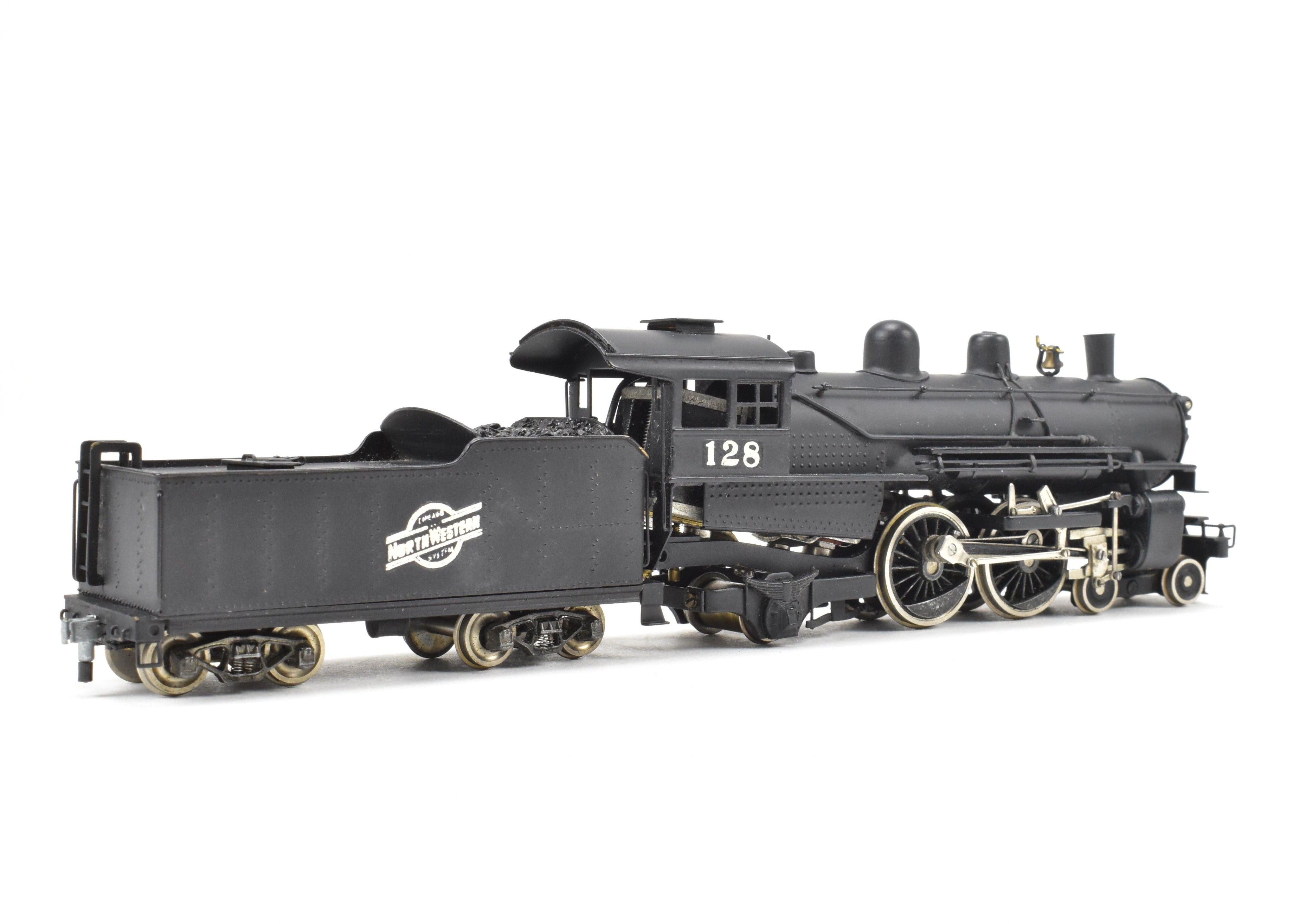 High - Quality HO Scale Brass Pacific Fast Mail (PFM) Model - Tenshodo Chicago & Northwestern Class D 4 - 4 - 2 Atlantic Steam Locomotive, Factory - Painted, No. 128