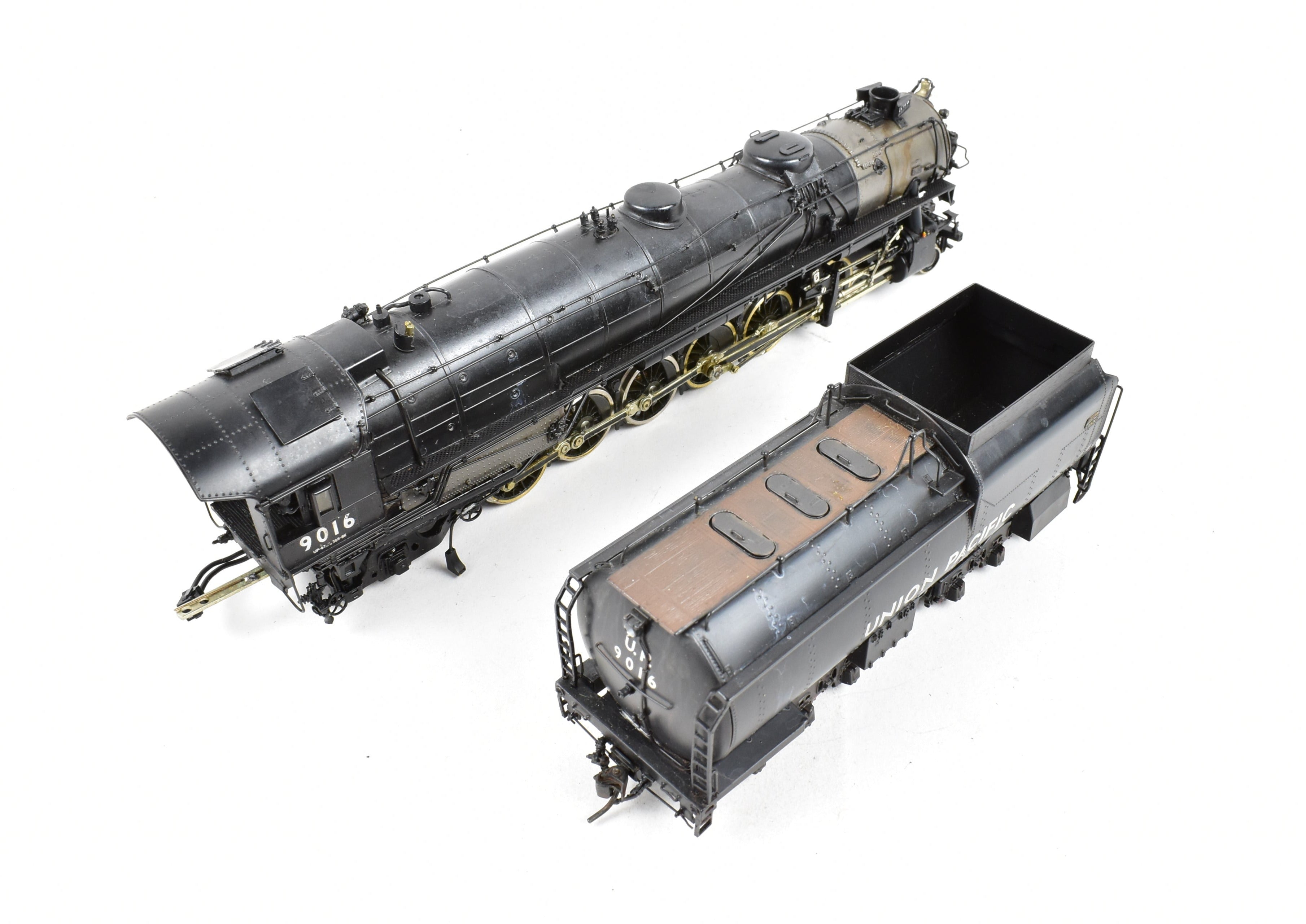 HO Scale Brass Key Imports Union Pacific 4-12-2 Standard Steam Locomotive of the 9000 Series, Specifically Standard Niners #9016 with Light Weathering Effect
