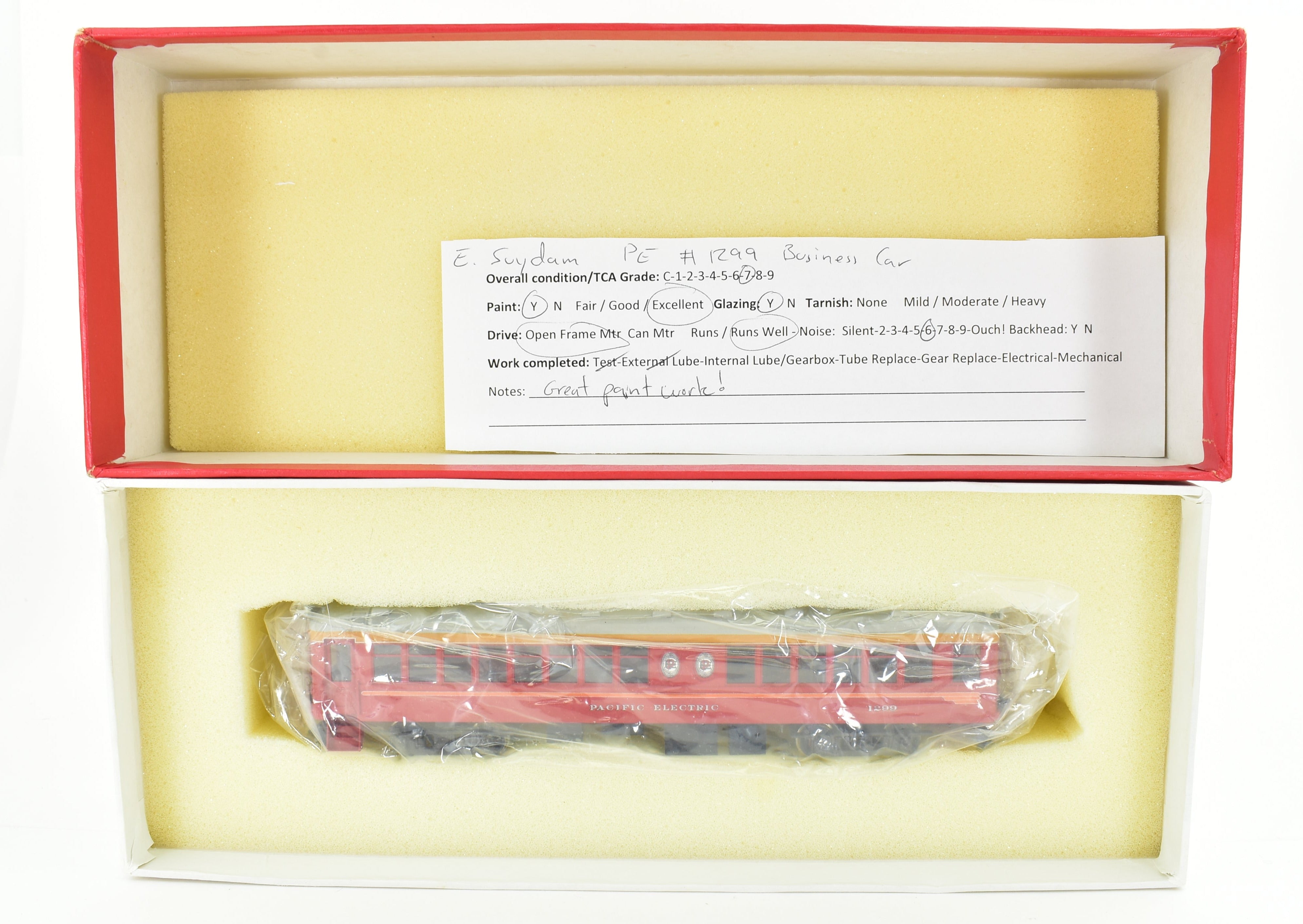 High - Quality HO Scale Brass Suydam Pacific Electric Steel Business Car Model #1299 Professionally Painted and Finished, Presented in ReBoxx Packaging