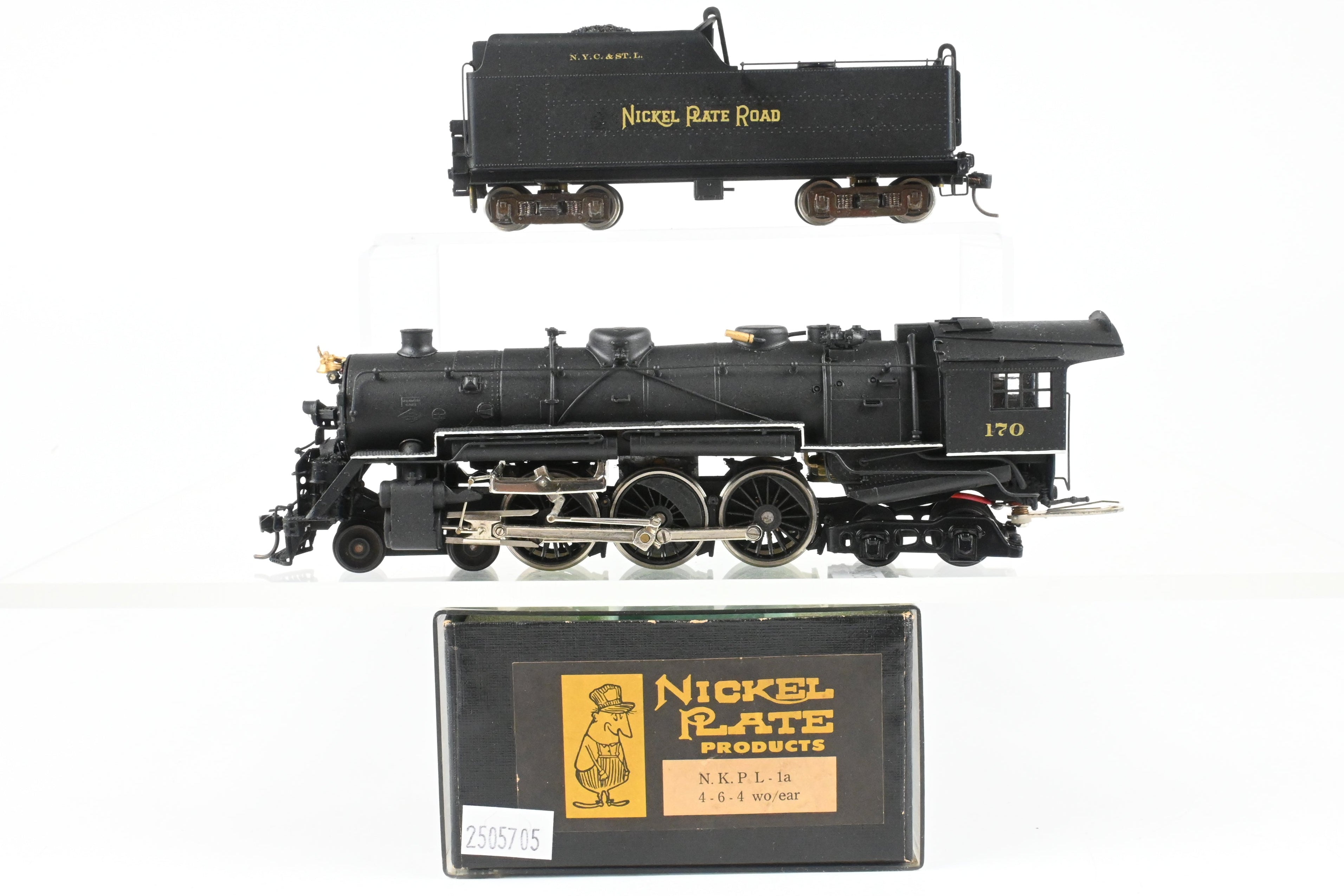 HO Scale Brass Model Train - Nickel Plate Products (NPP) Nickel Plate Road Class L - 1a 4 - 6 - 4 Steam Locomotive without Elephant Ears, Custom Painted Number 170
