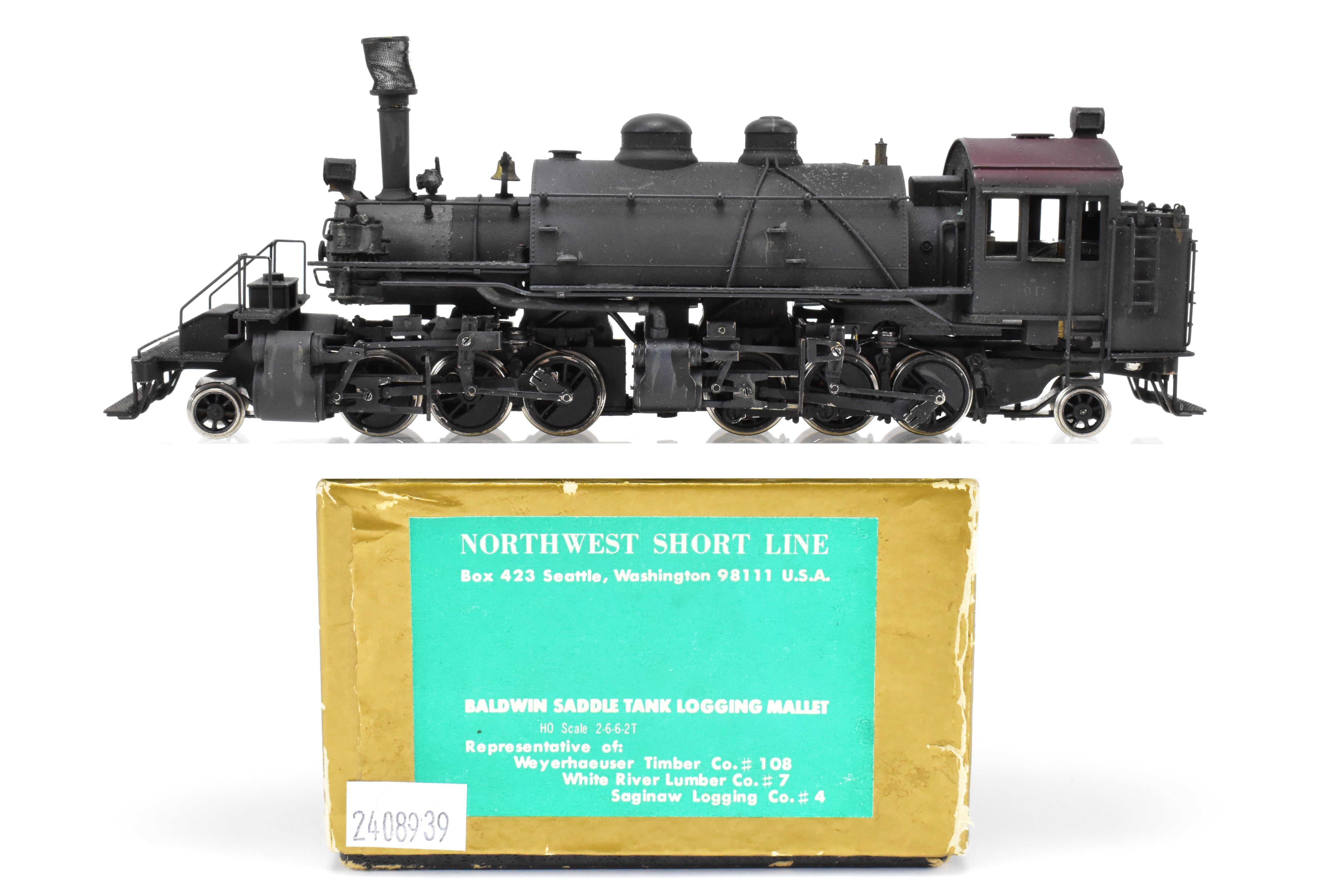 HO Brass NWSL Baldwin 2-6-6-2T Saddle Tank Logging Mallet, Unlettered Custom Painted